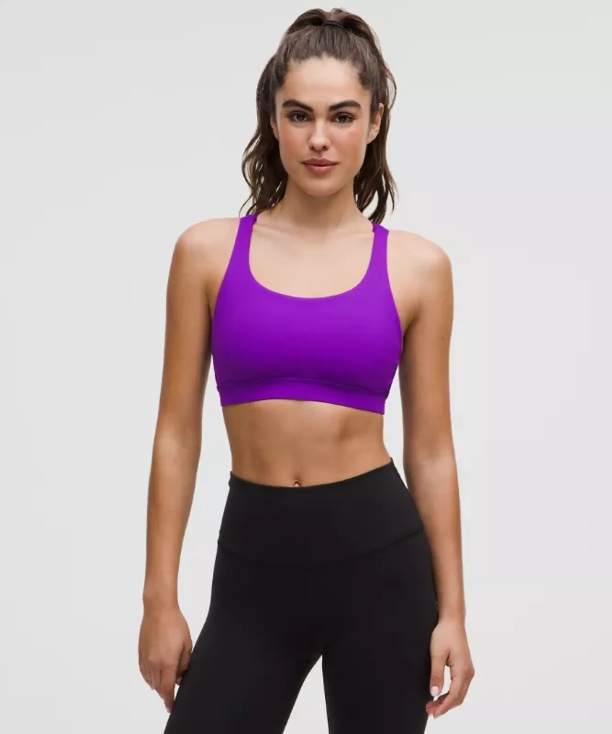 lululemon – Women's Energy Sports Bra Medium Support, B-D Cups – Color Purple – Size 10