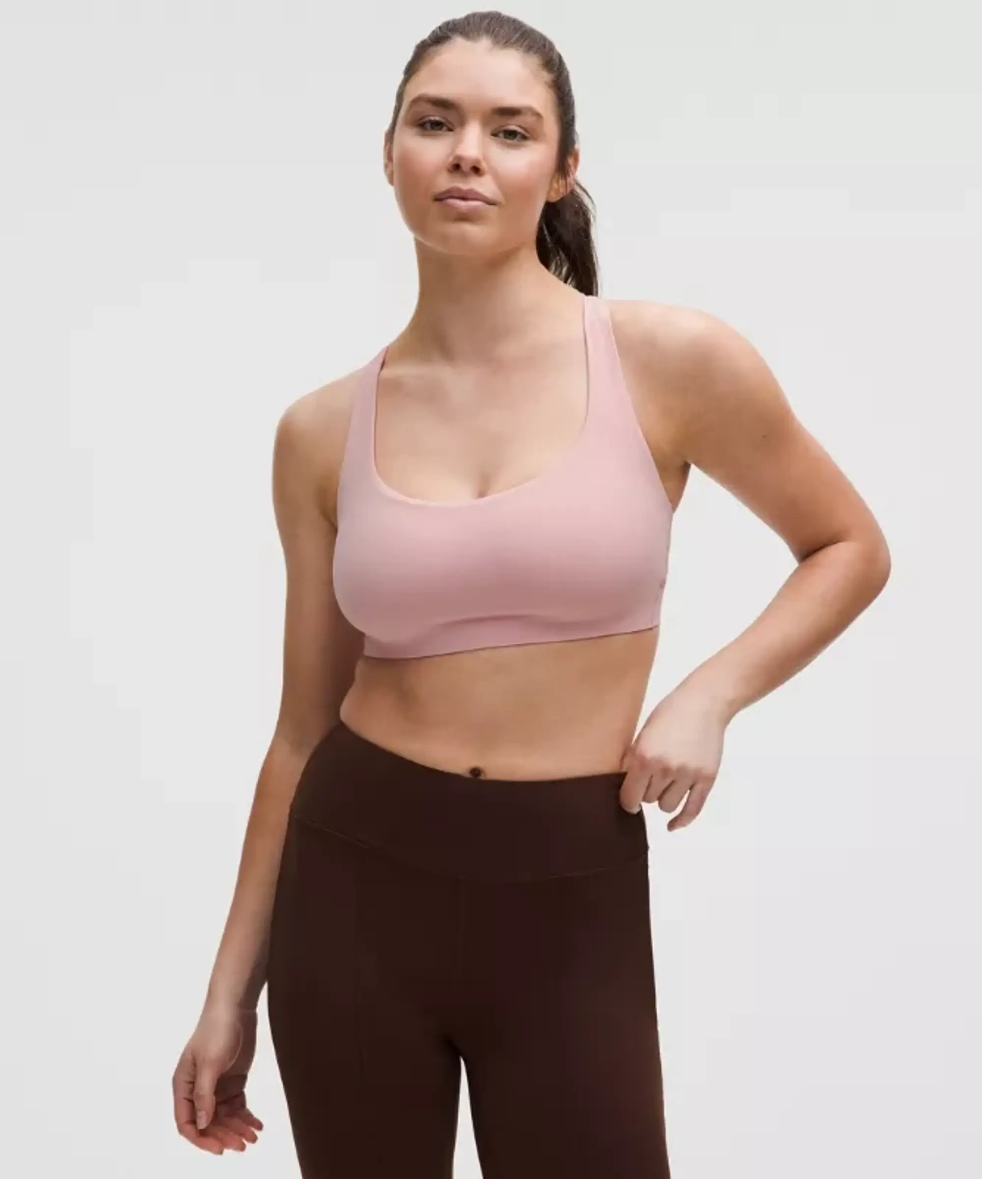 lululemon – Women's FlexyFlex Strappy Yoga Sports Bra Light Support, D-DDD Cups – Color Pink – Size L/XL