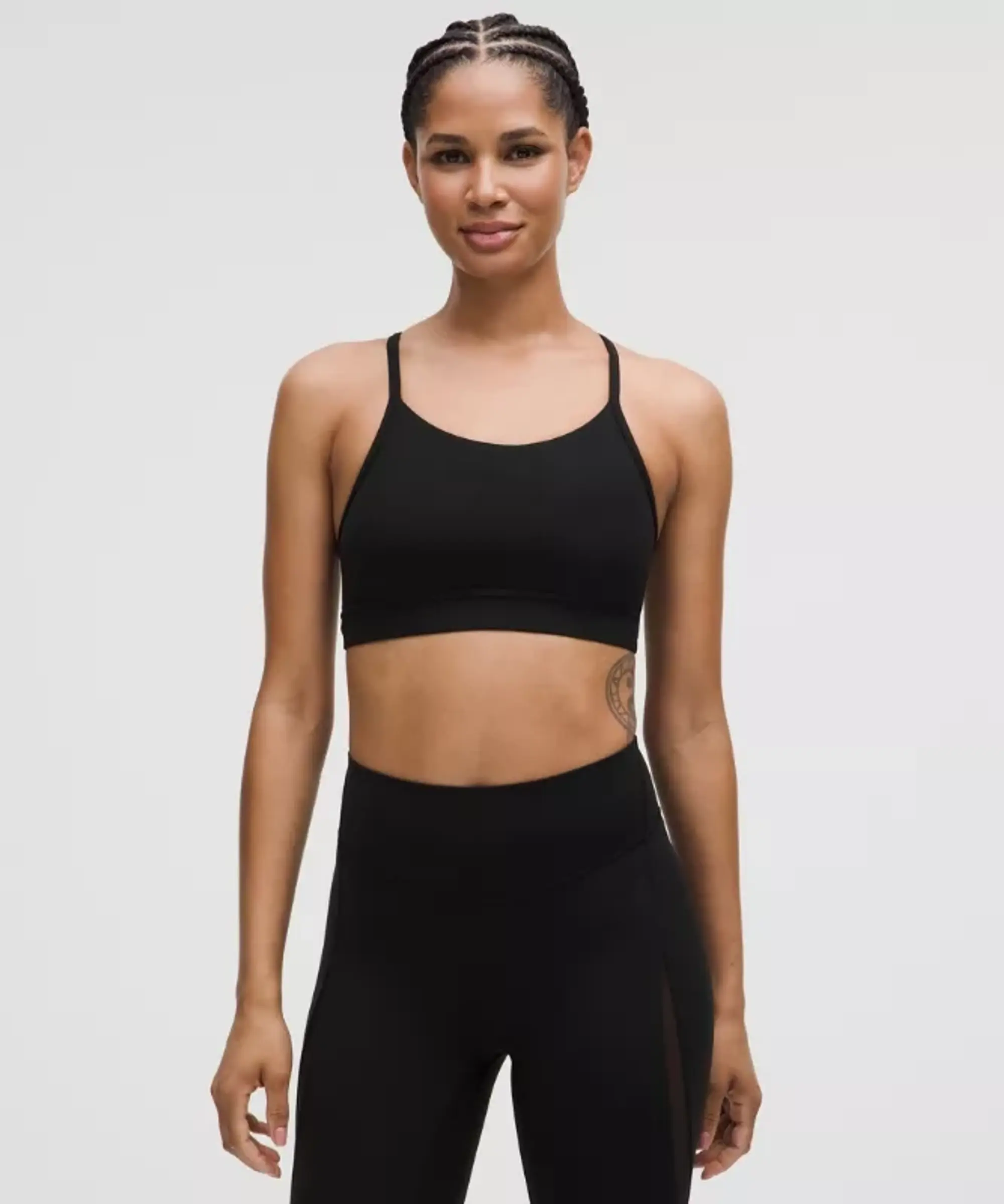 lululemon – Women's Flow Y Mid-Support Sports Bra B/C Cup – Color Black – Size 10