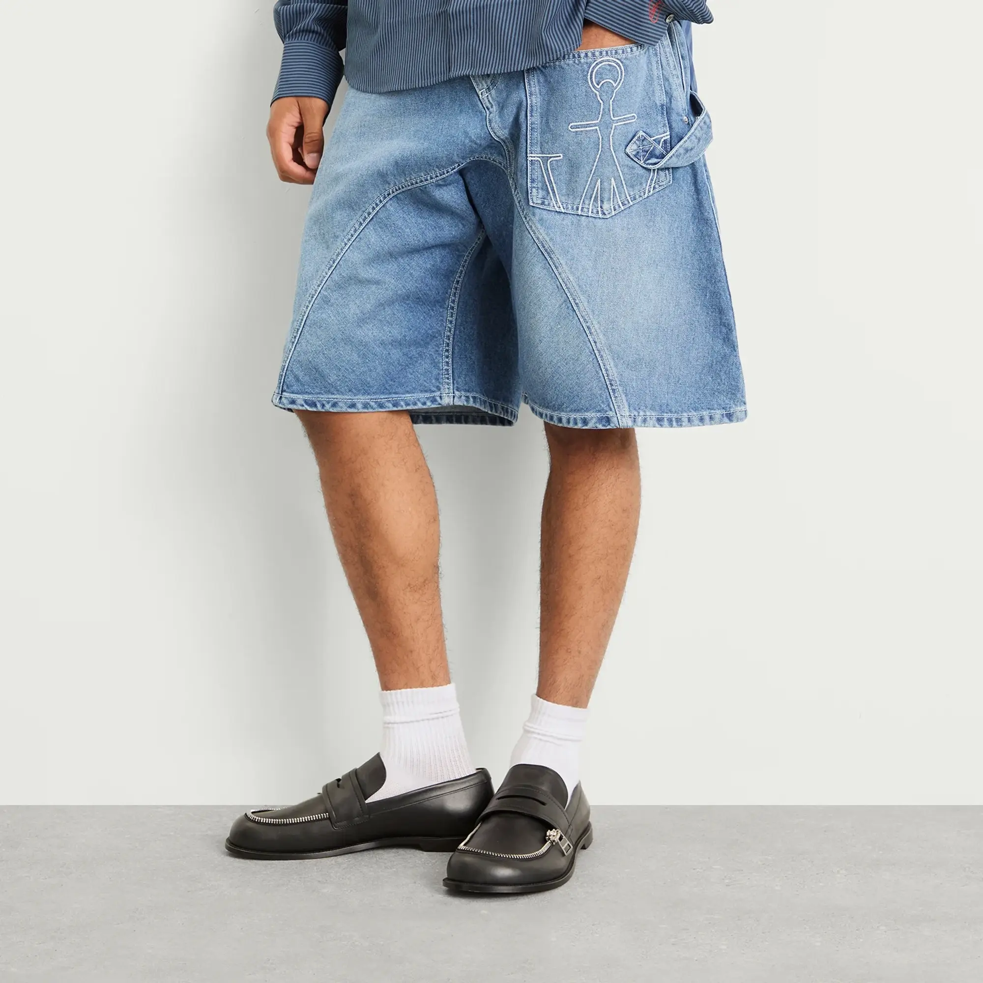 JW Anderson Men's Twisted Workwear Shorts Light Blue