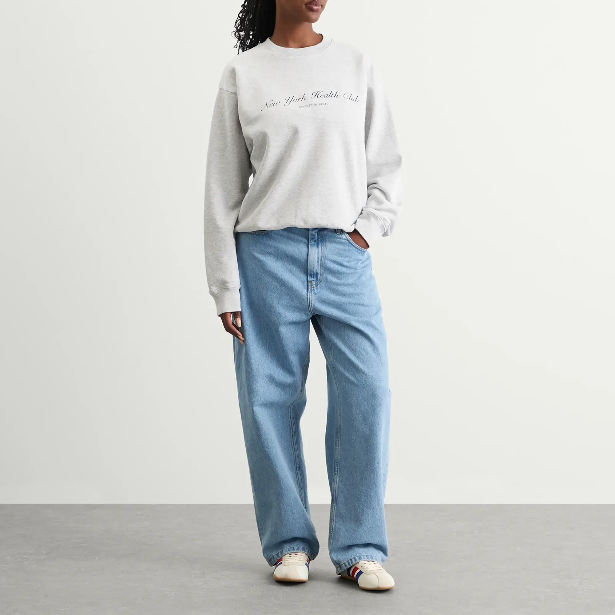 Sporty & Rich Women's NY Health Club Sweatshirt Heather Grey/Navy
