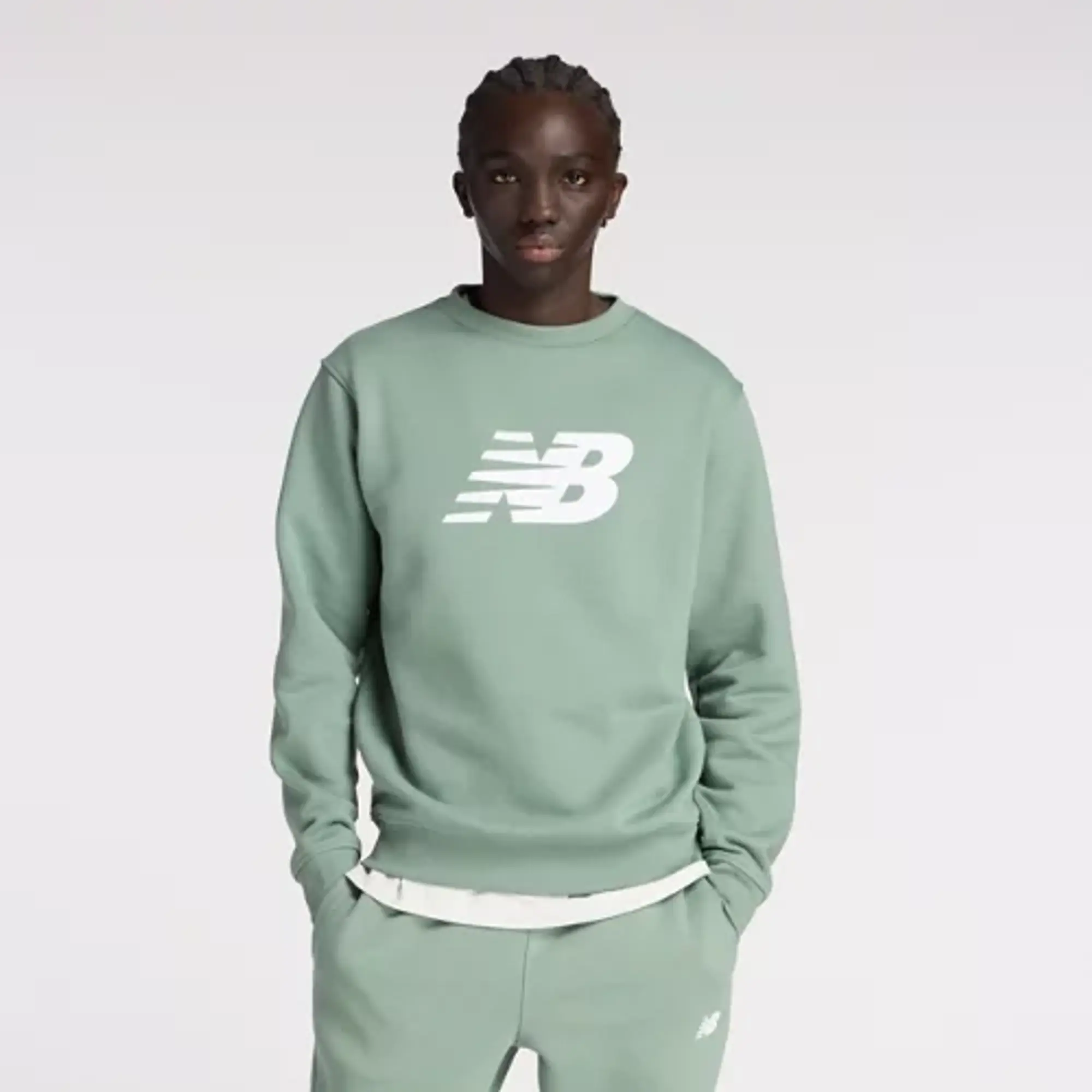 New Balance Men's Sport Core Brushed Crew in Green Cotton