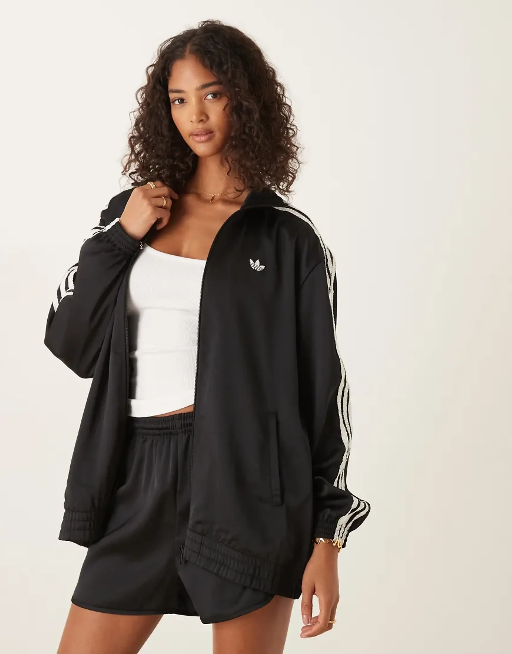 Adidas Originals Satin Firebird Ruffle 3 Stripes Tracksuit Jacket