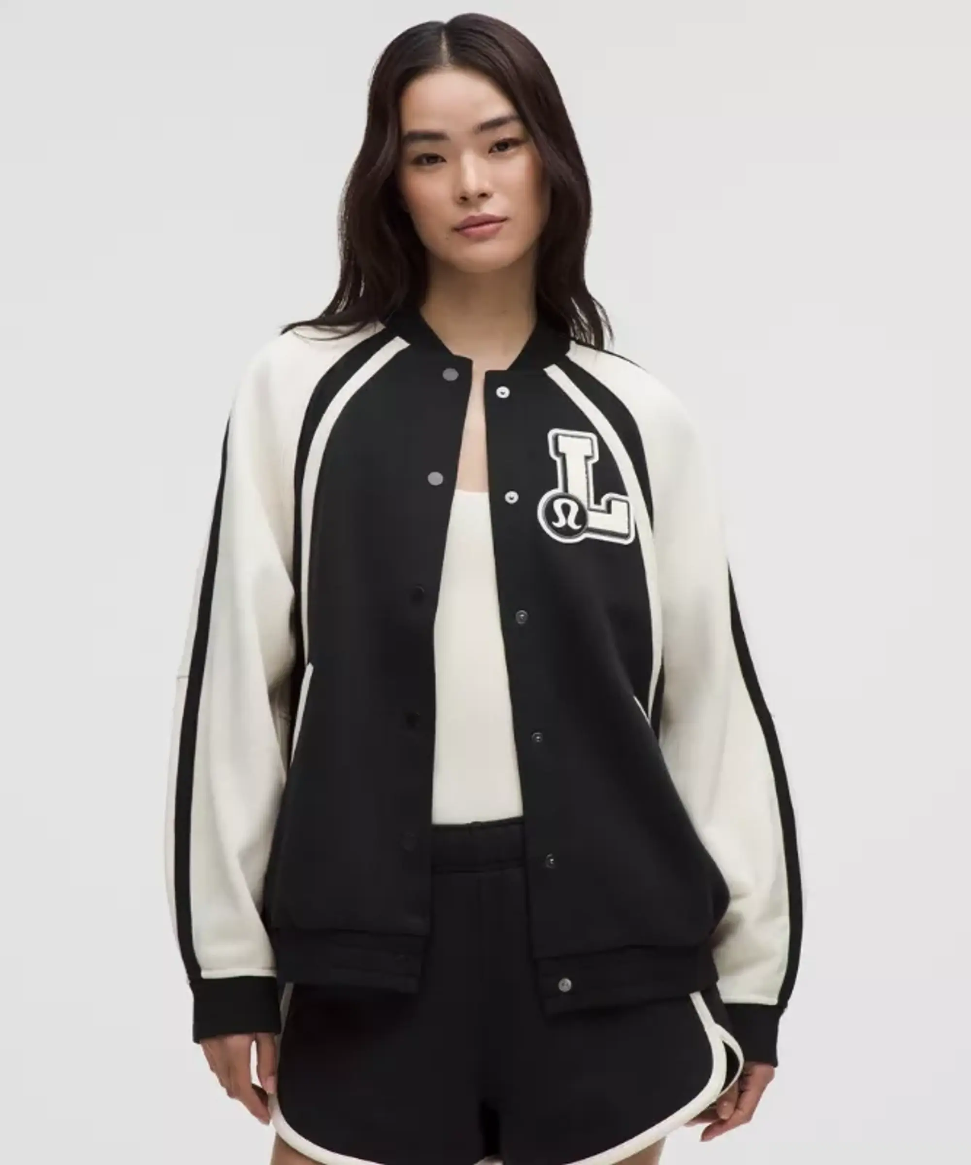 lululemon – Women's Scuba Oversized Collegiate Jacket Graphic – Color Black – Size M/L