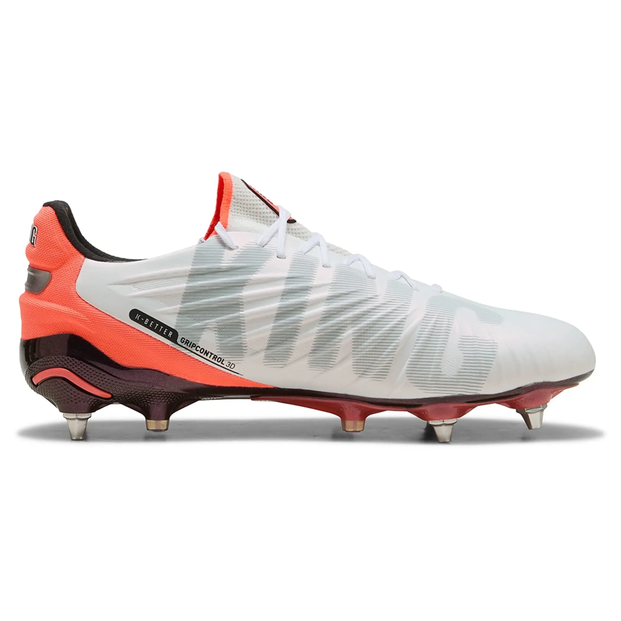 PUMA King Ultimate FG/AG Football Boots Unisex, White/Silver/Glowing Red