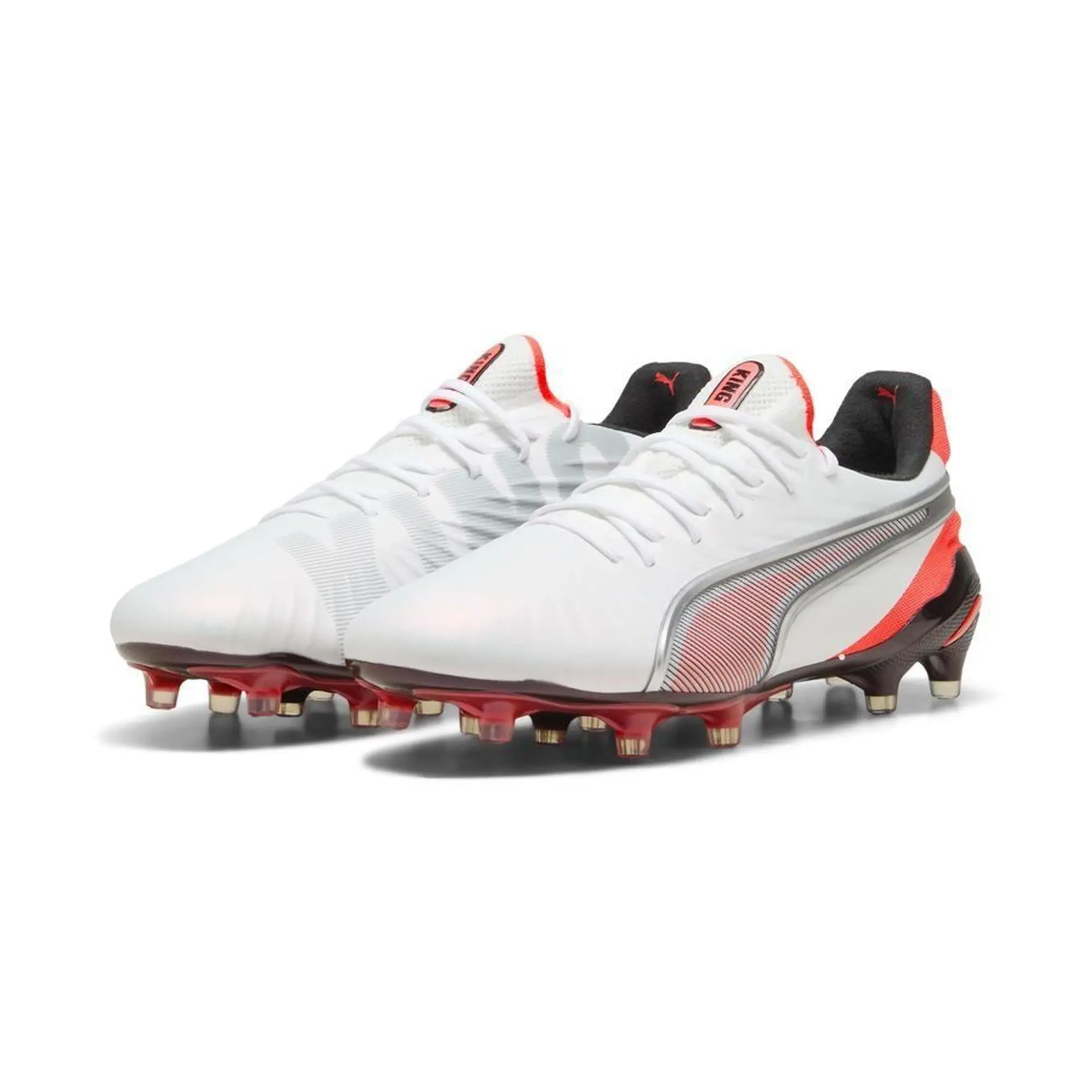 PUMA King Ultimate FG/AG Football Boots Women, White/Silver/Glowing Red