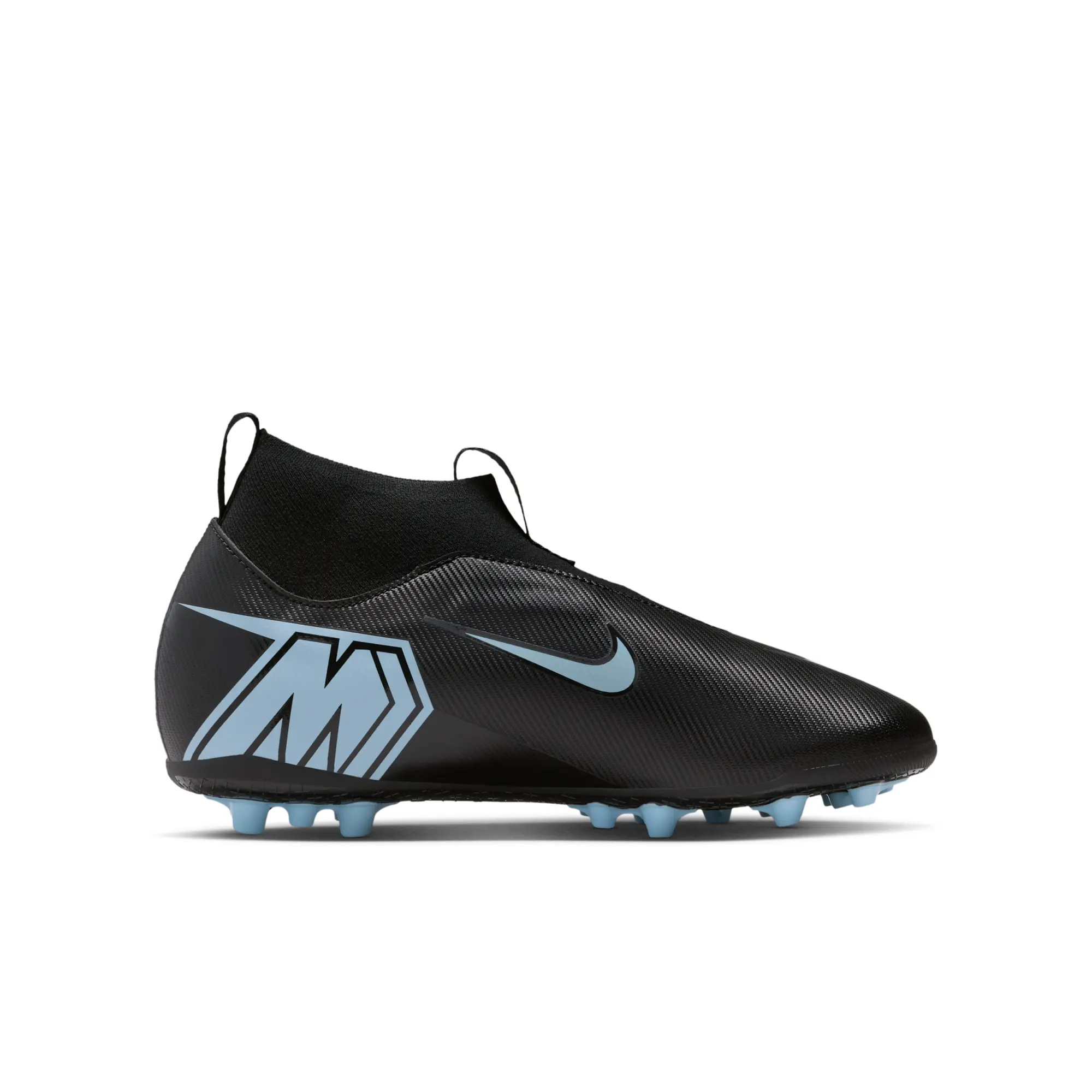 Nike Jr. Mercurial Superfly 10 Academy Younger/Older Kids' Artificial-Grass High-Top Football Boot - Black - Recycled Content Minimum