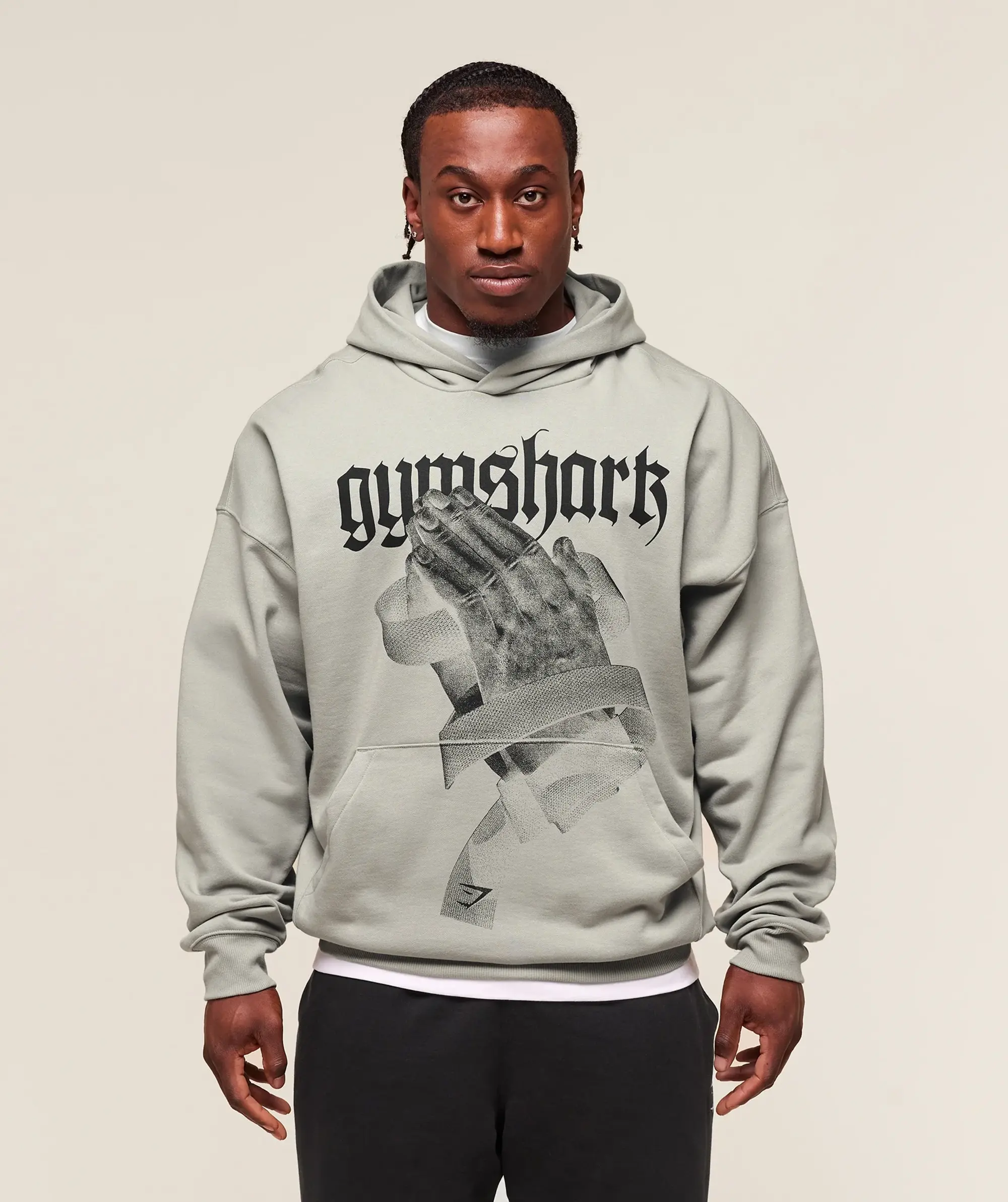  Prayer Hands Hoodie - Stone Grey