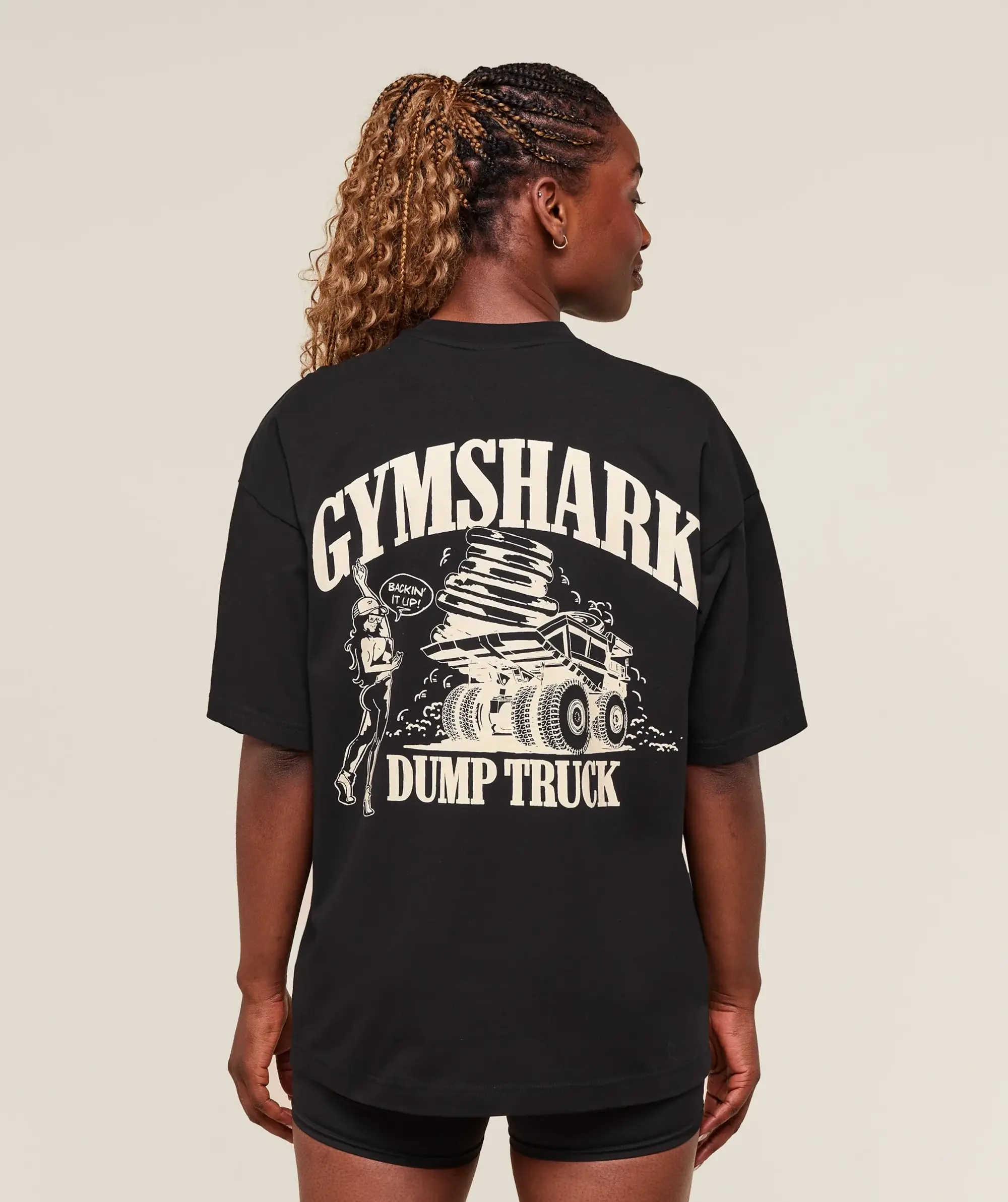  Dump Truck Graphic Oversized T-Shirt - Black