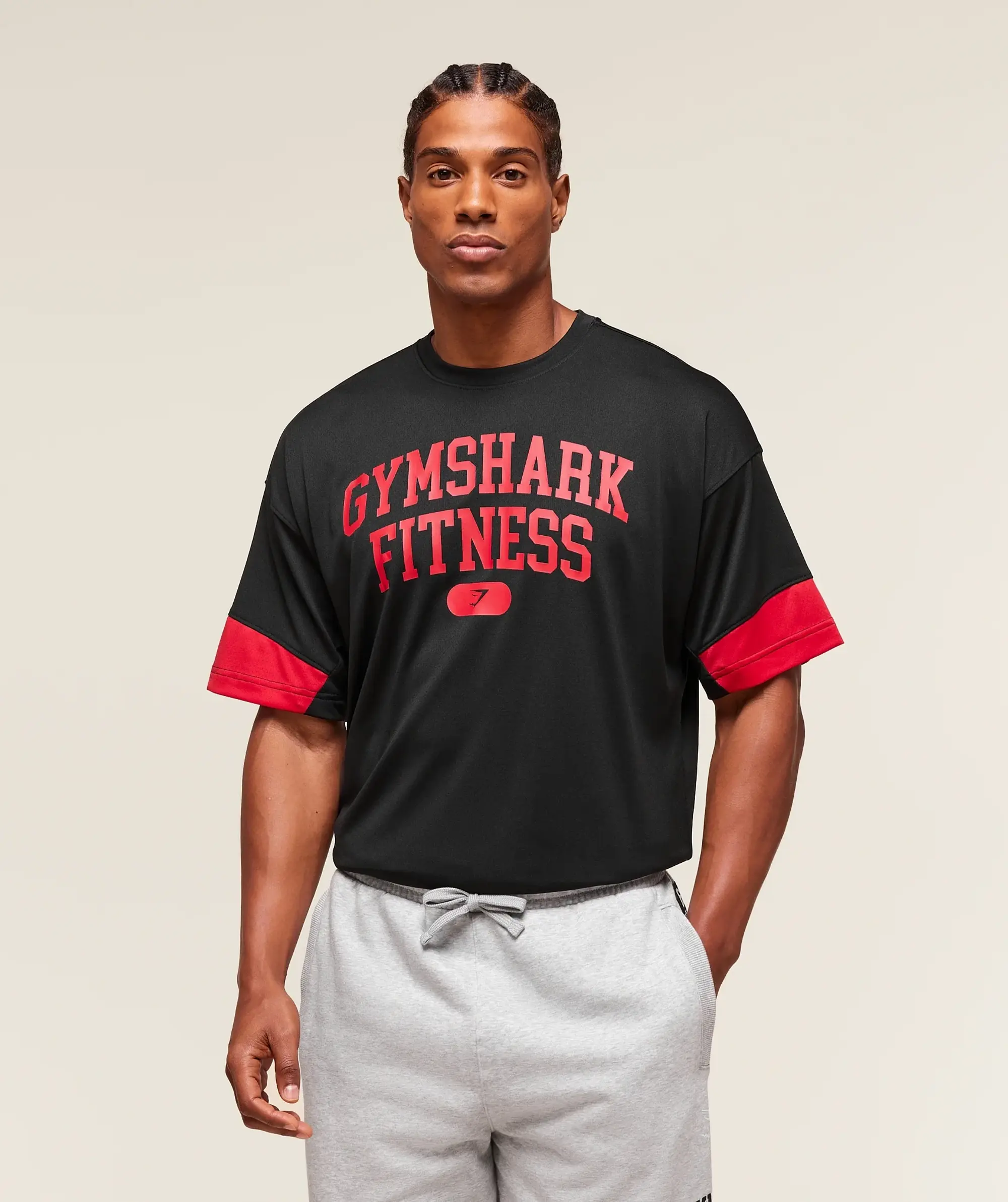  Varsity Oversized T-Shirt - Black/Conditioning Red
