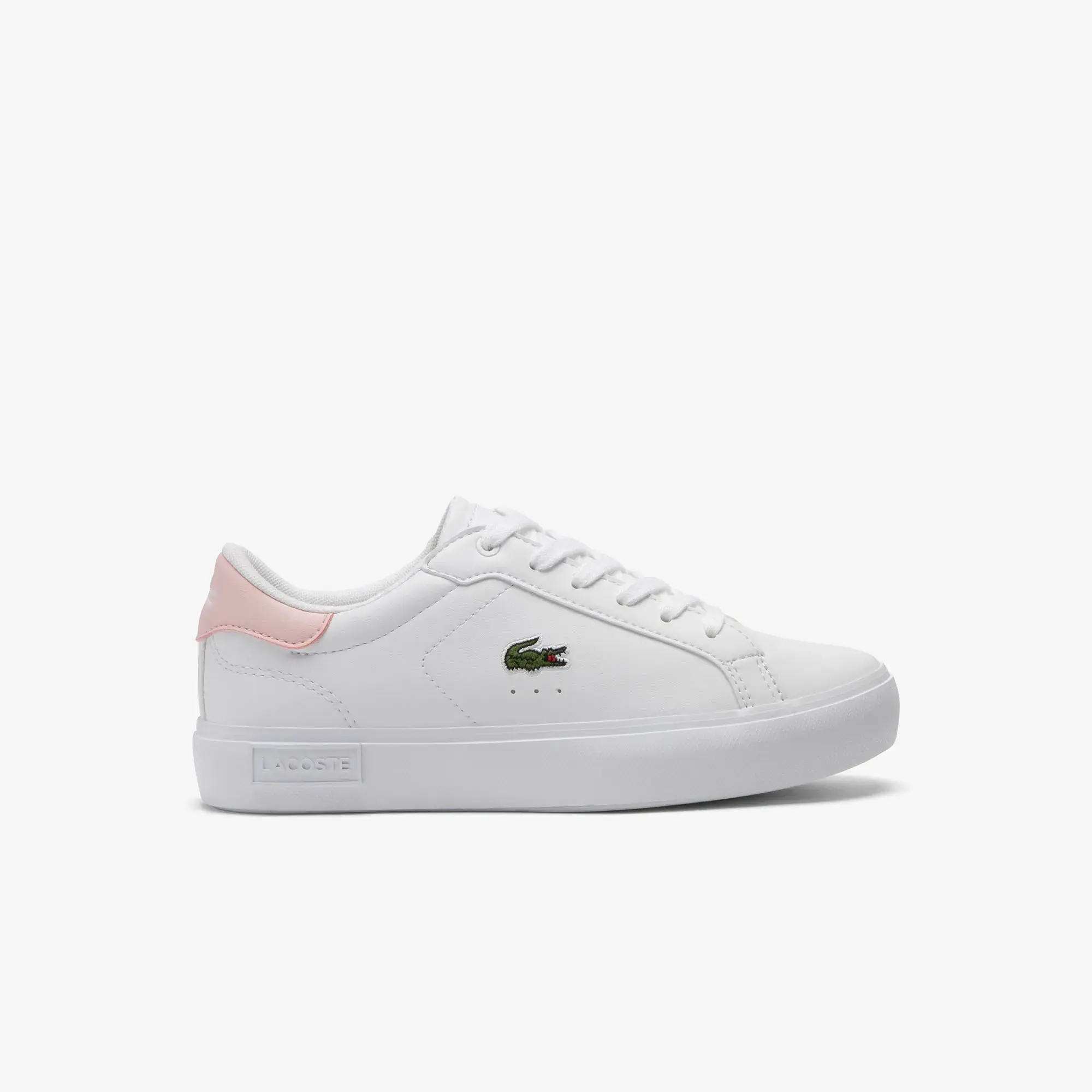Lacoste Junior's Powercourt Sneakers - White & Light Pink