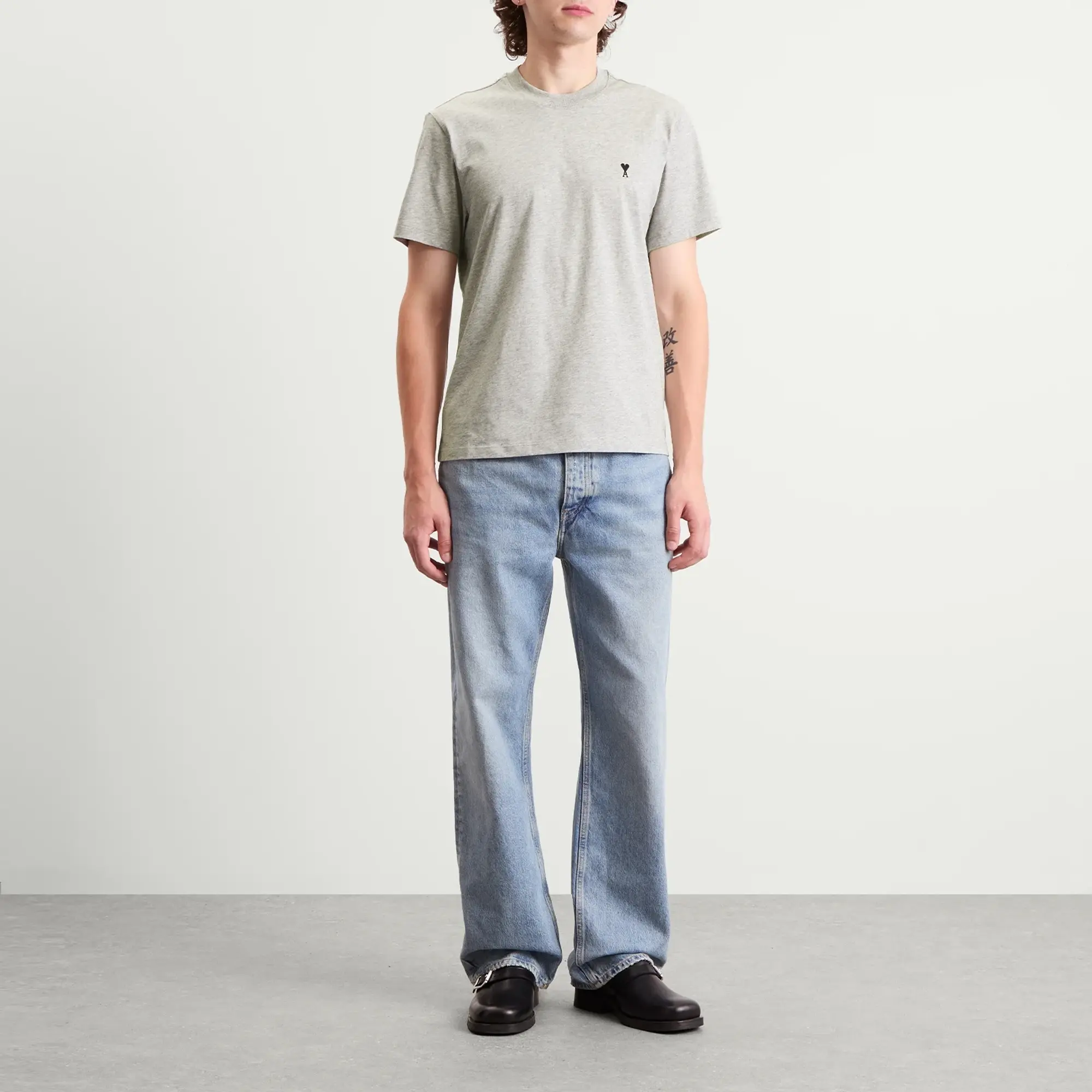 AMI Paris Men's Light Jersey ADC T-Shirt Gris Cendre Chine