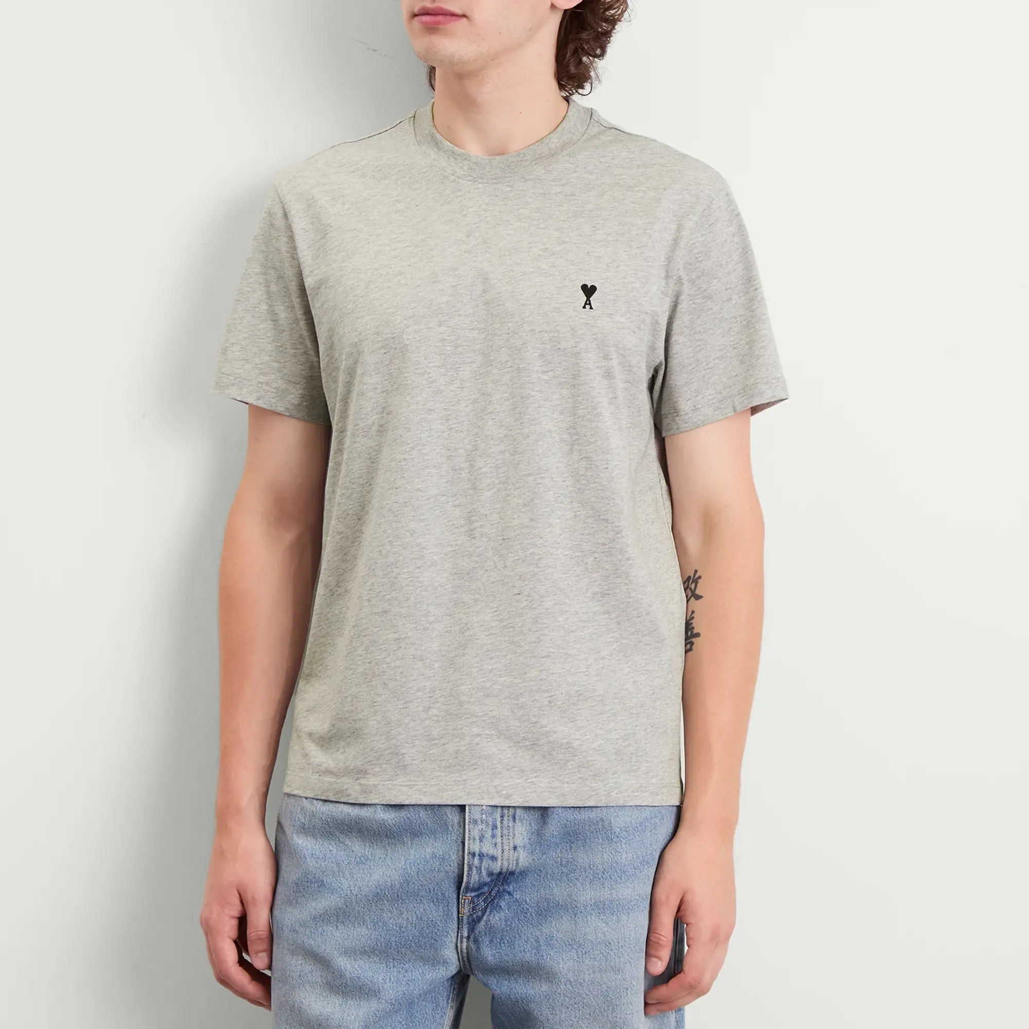 AMI Paris Men's Light Jersey ADC T-Shirt Gris Cendre Chine
