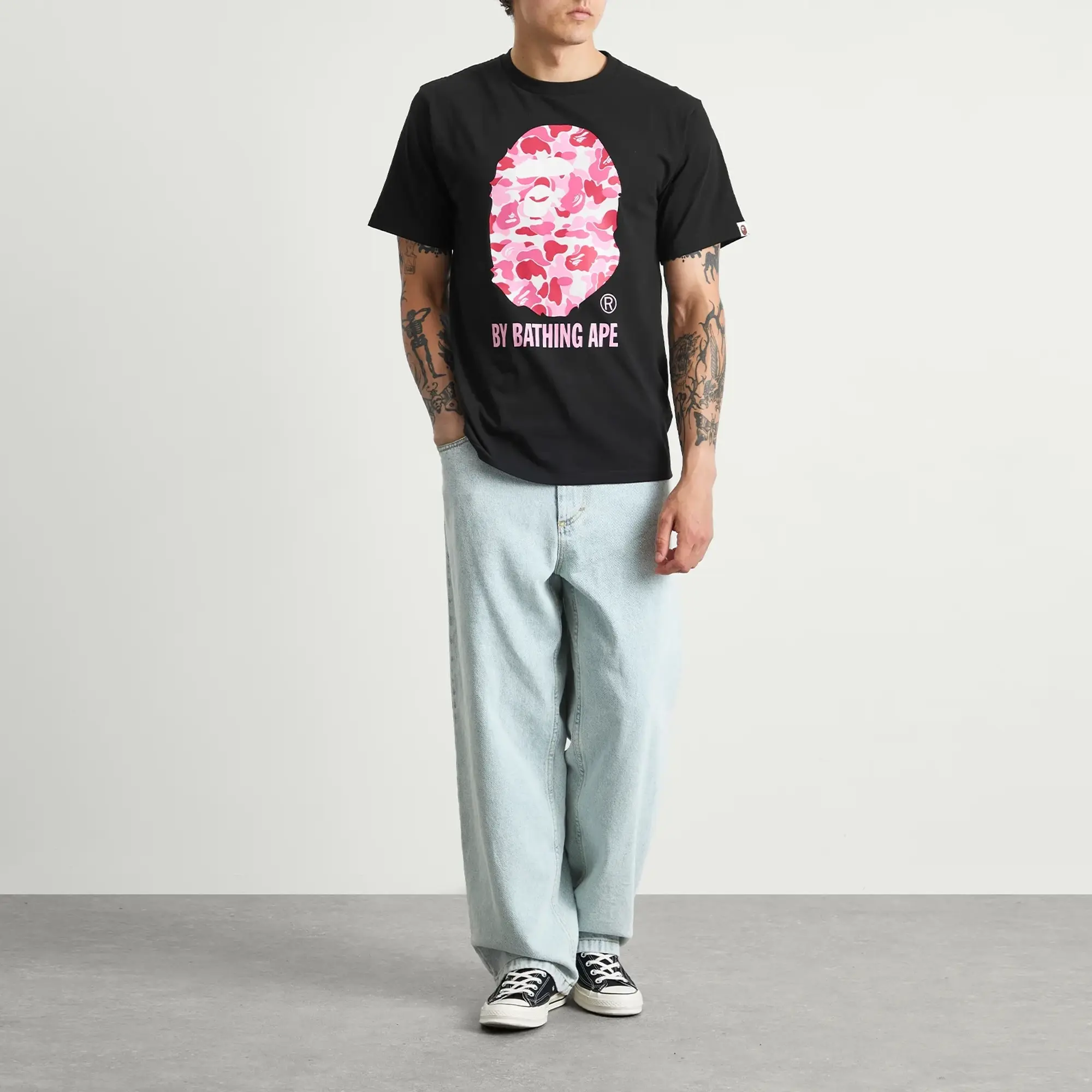 A Bathing Ape Men's Abc Camo By Bathing Ape Tee Black X Pink
