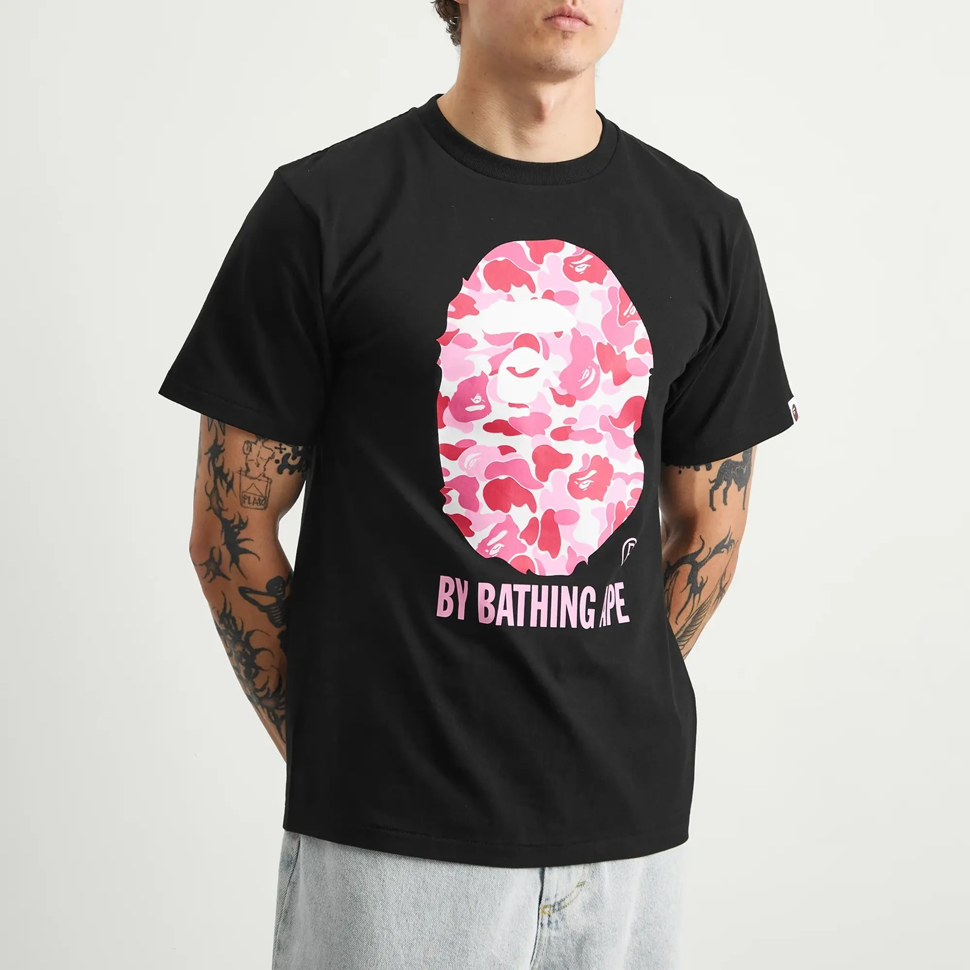 A Bathing Ape Men's Abc Camo By Bathing Ape Tee Black X Pink