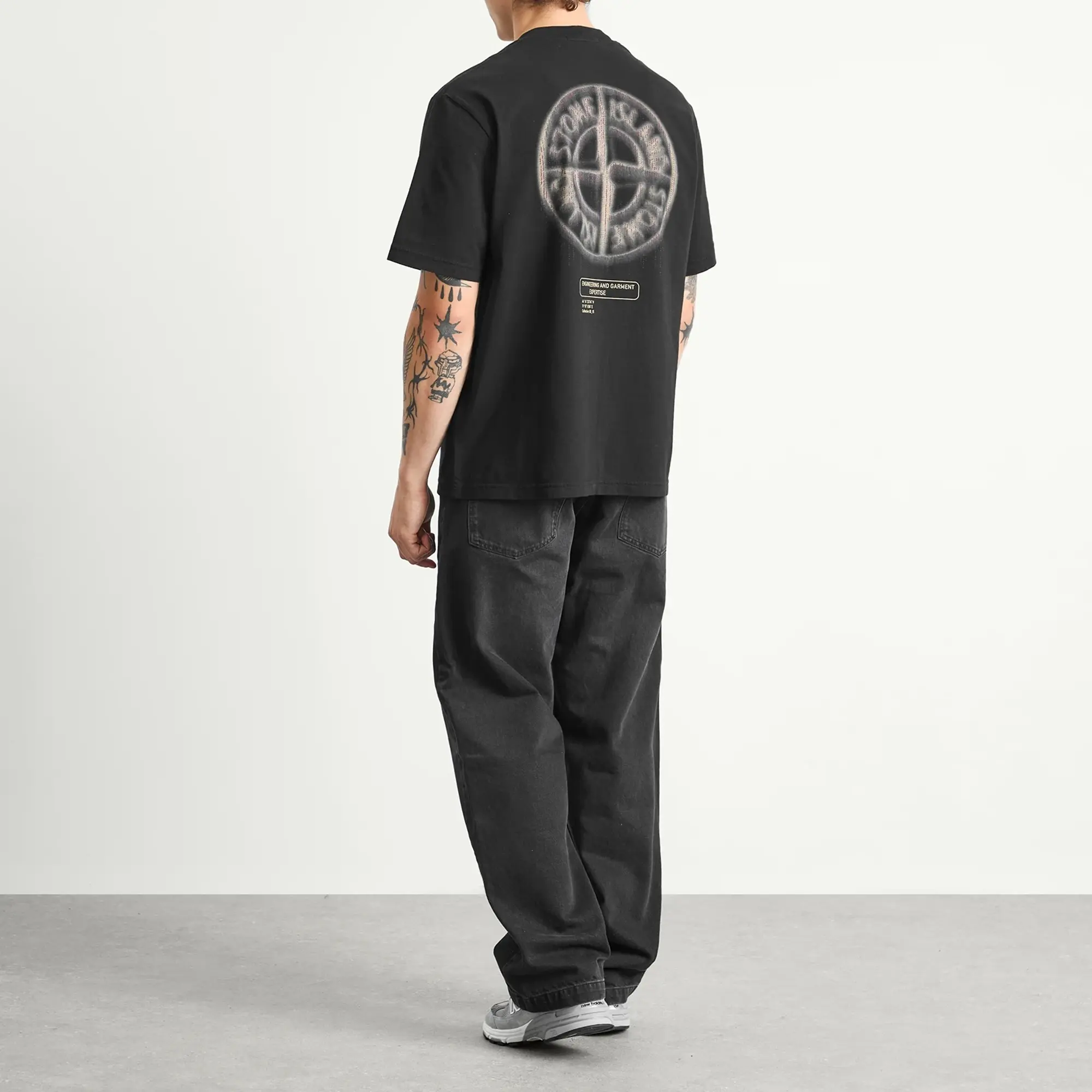 Stone Island Men's Bleeding Numbers Compass Print T-Shirt Black