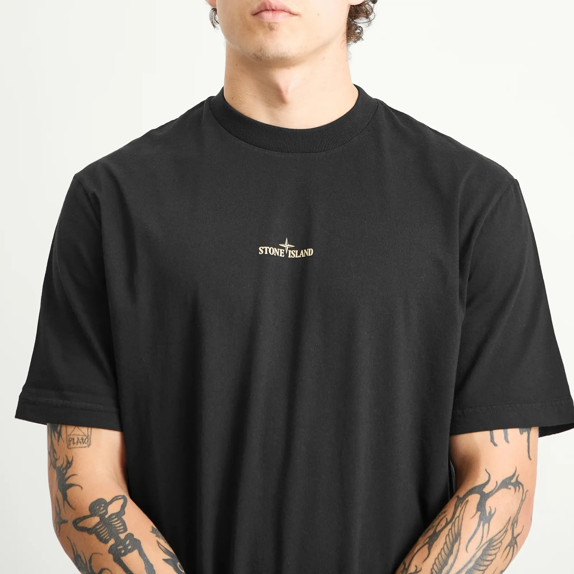 Stone Island Men's Bleeding Numbers Compass Print T-Shirt Black
