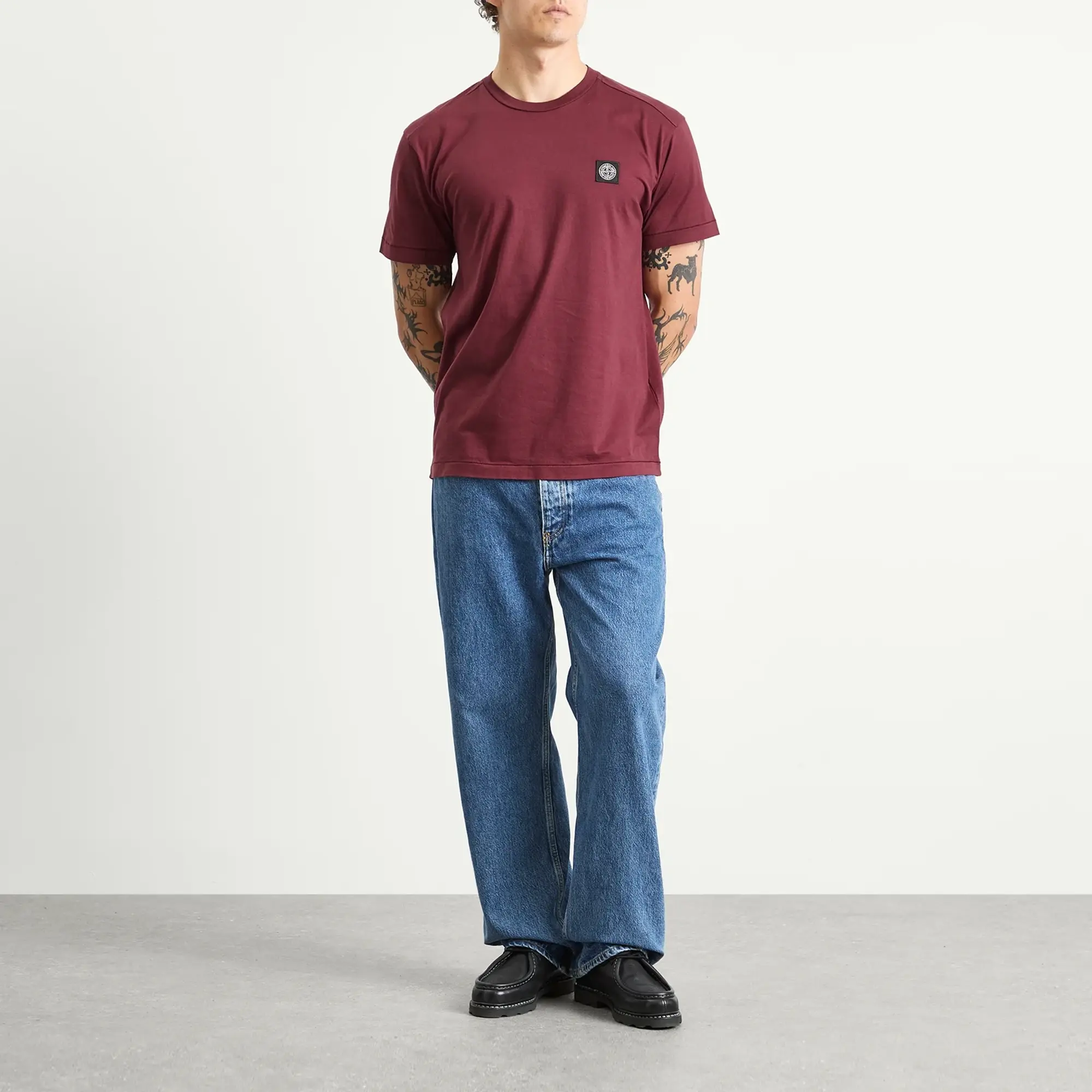 Stone Island Men's Patch Logo T-Shirt Burgundy