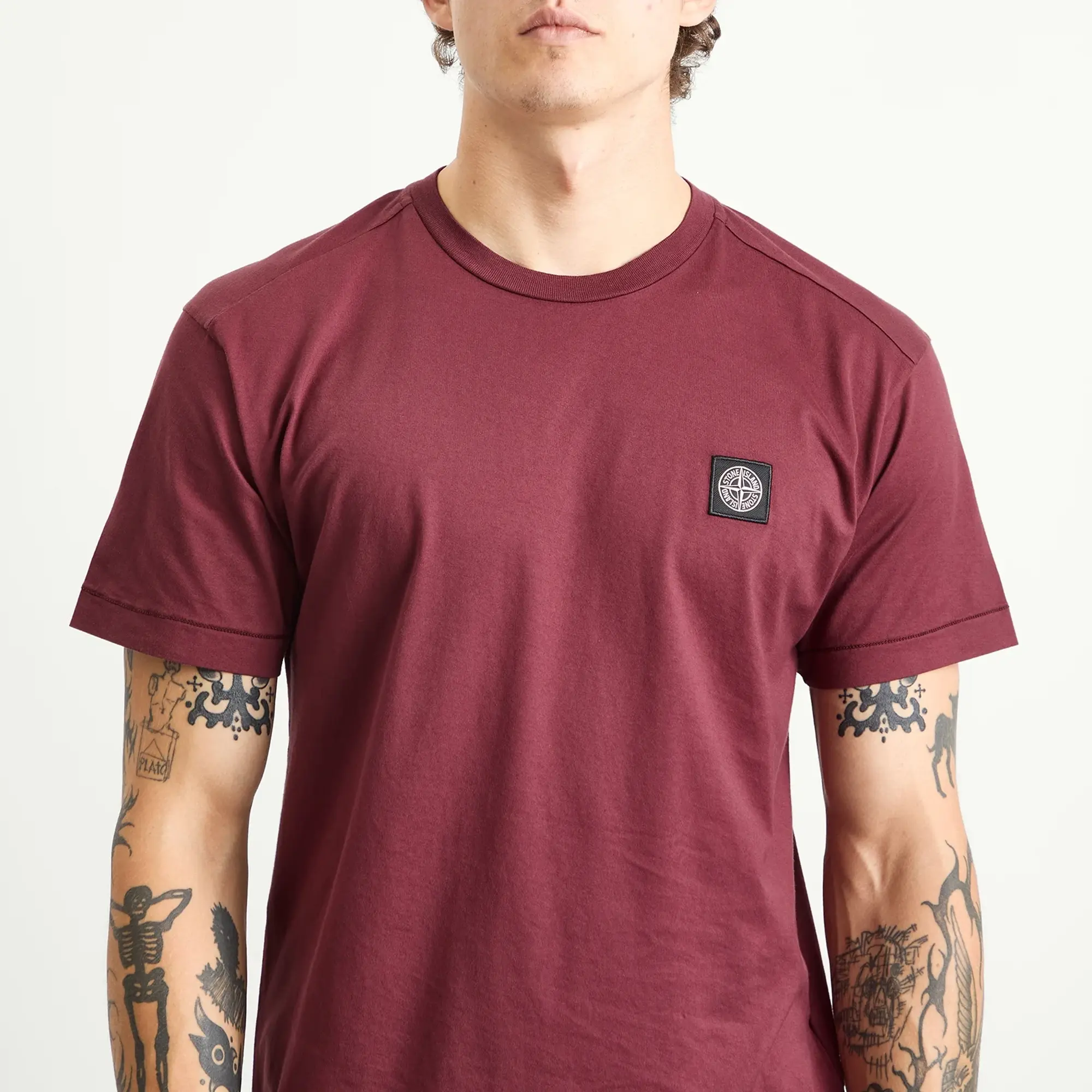 Stone Island Men's Patch Logo T-Shirt Burgundy