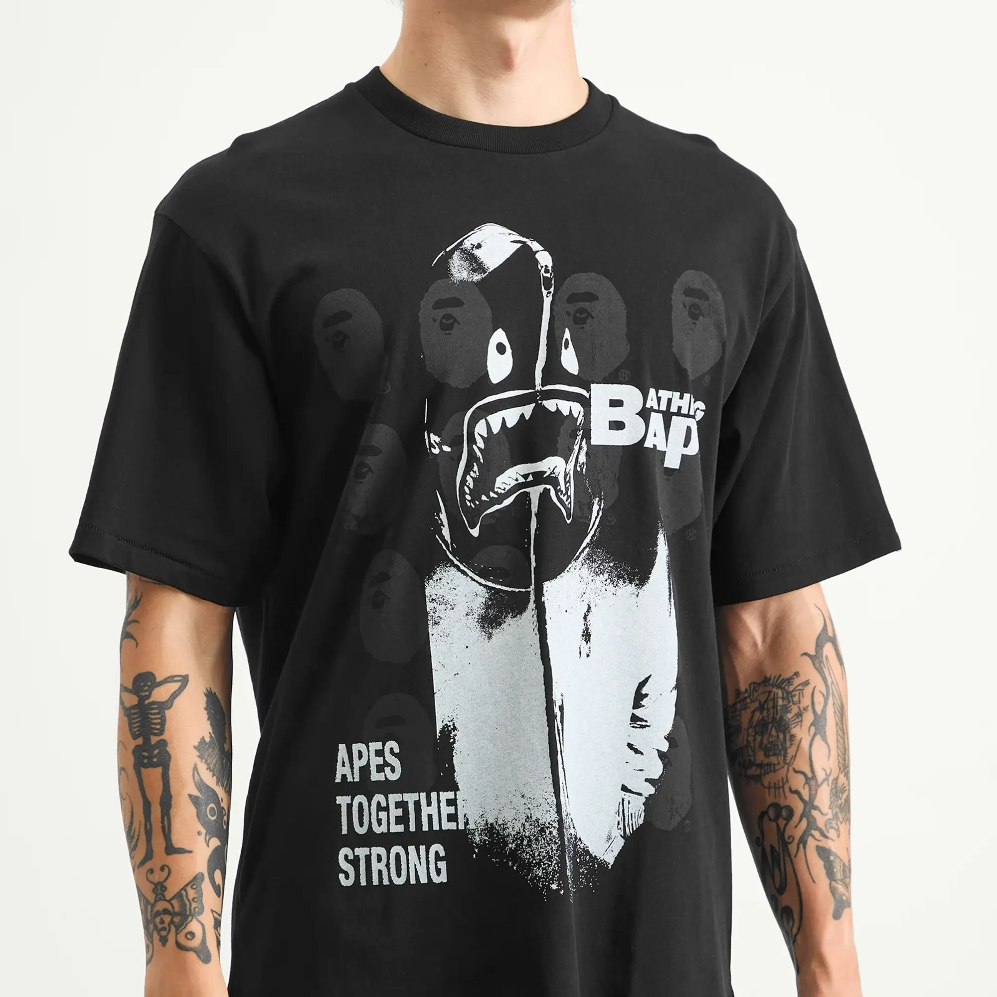 A Bathing Ape Men's Spray Paint Multi Logo T-Shirt Black