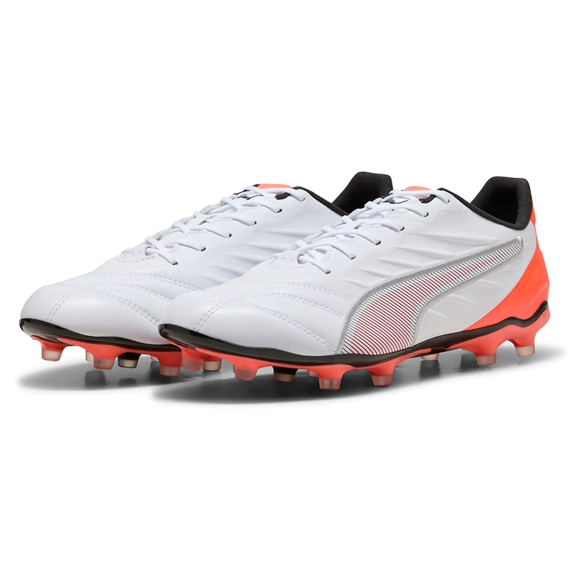 PUMA King Pro FG/AG Football Boots Unisex, White/Silver/Glowing Red, size 10