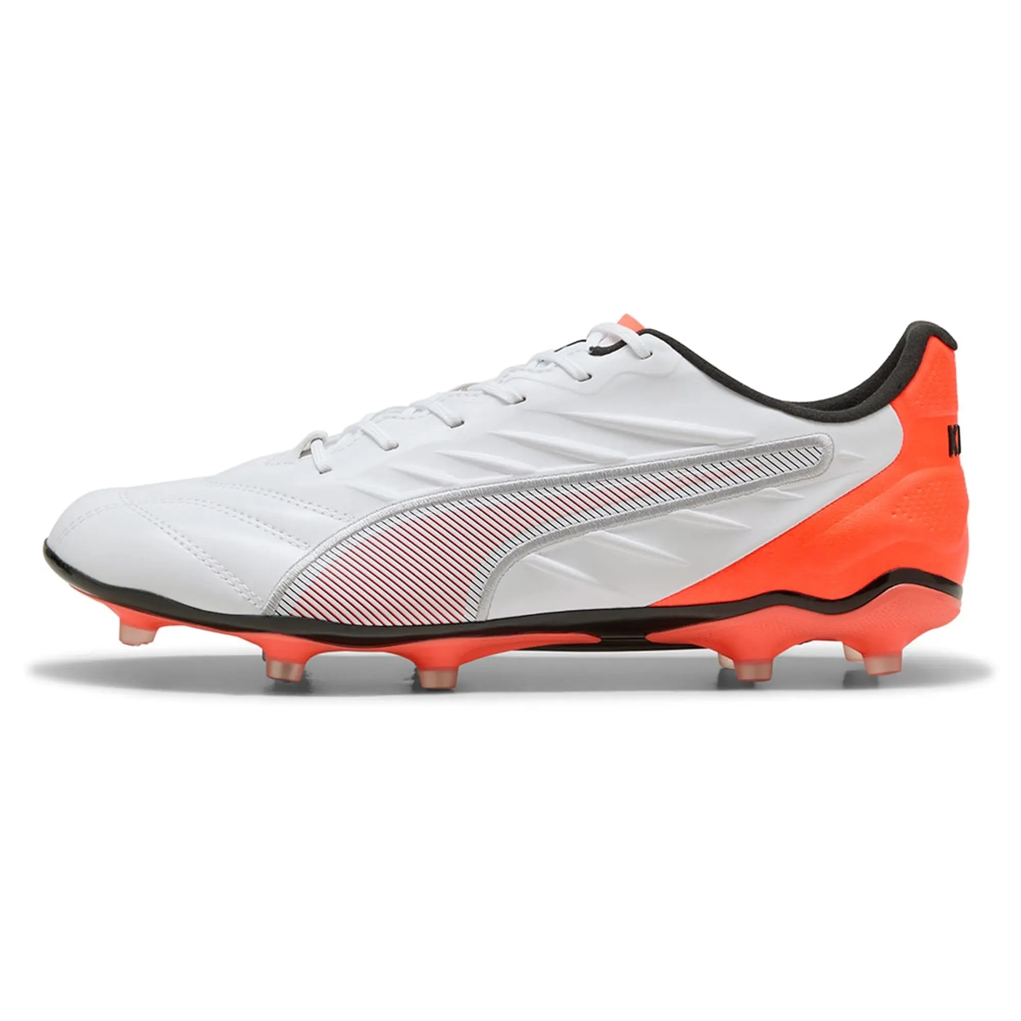 PUMA King Pro FG/AG Football Boots Unisex, White/Silver/Glowing Red, size 10