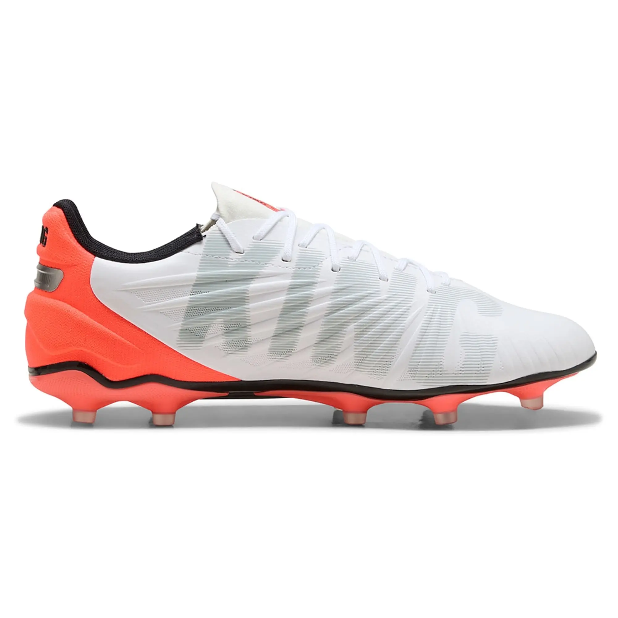 PUMA King Match FG/AG Football Boots Unisex, White/Silver/Glowing Red, size 10