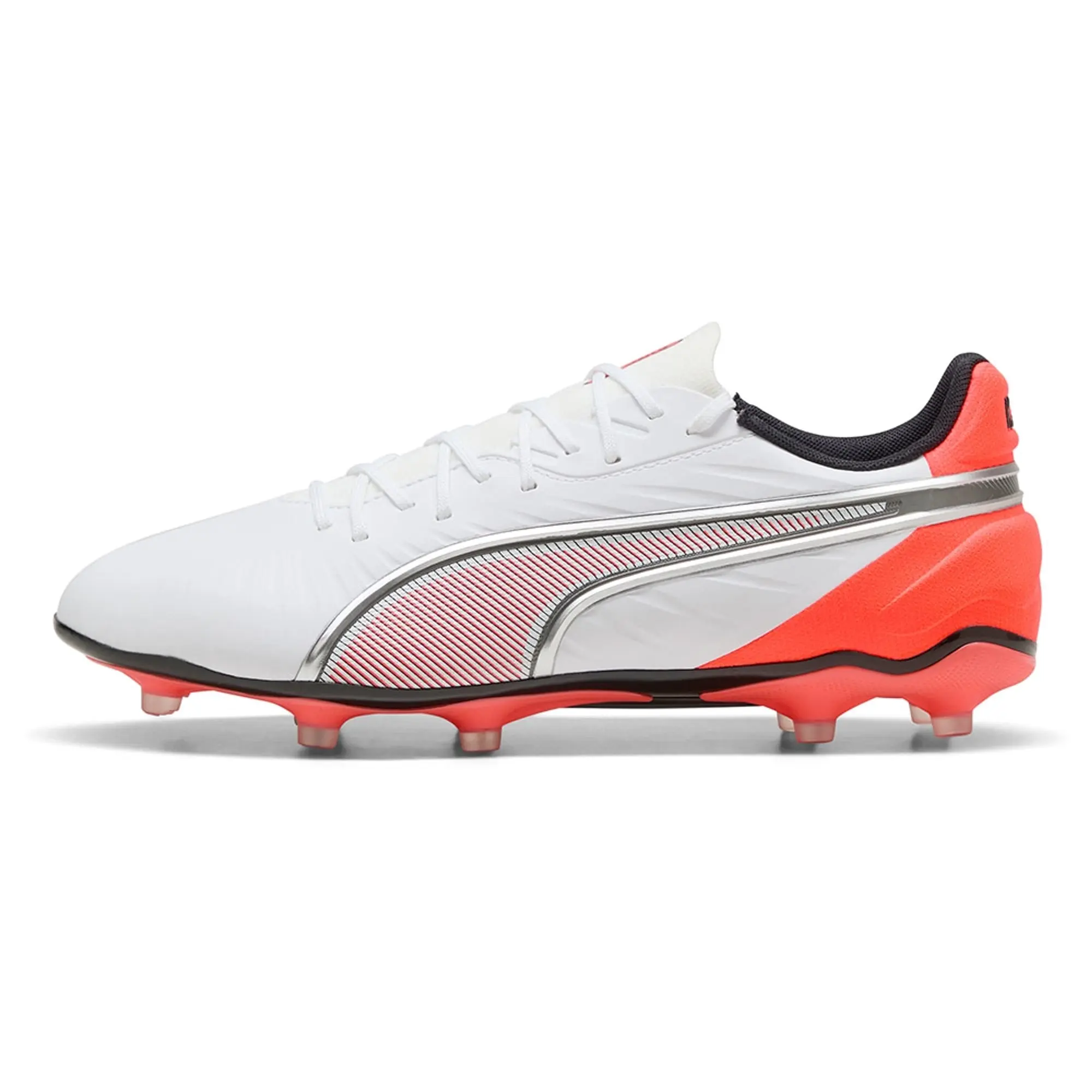 PUMA King Match FG/AG Football Boots Unisex, White/Silver/Glowing Red, size 10