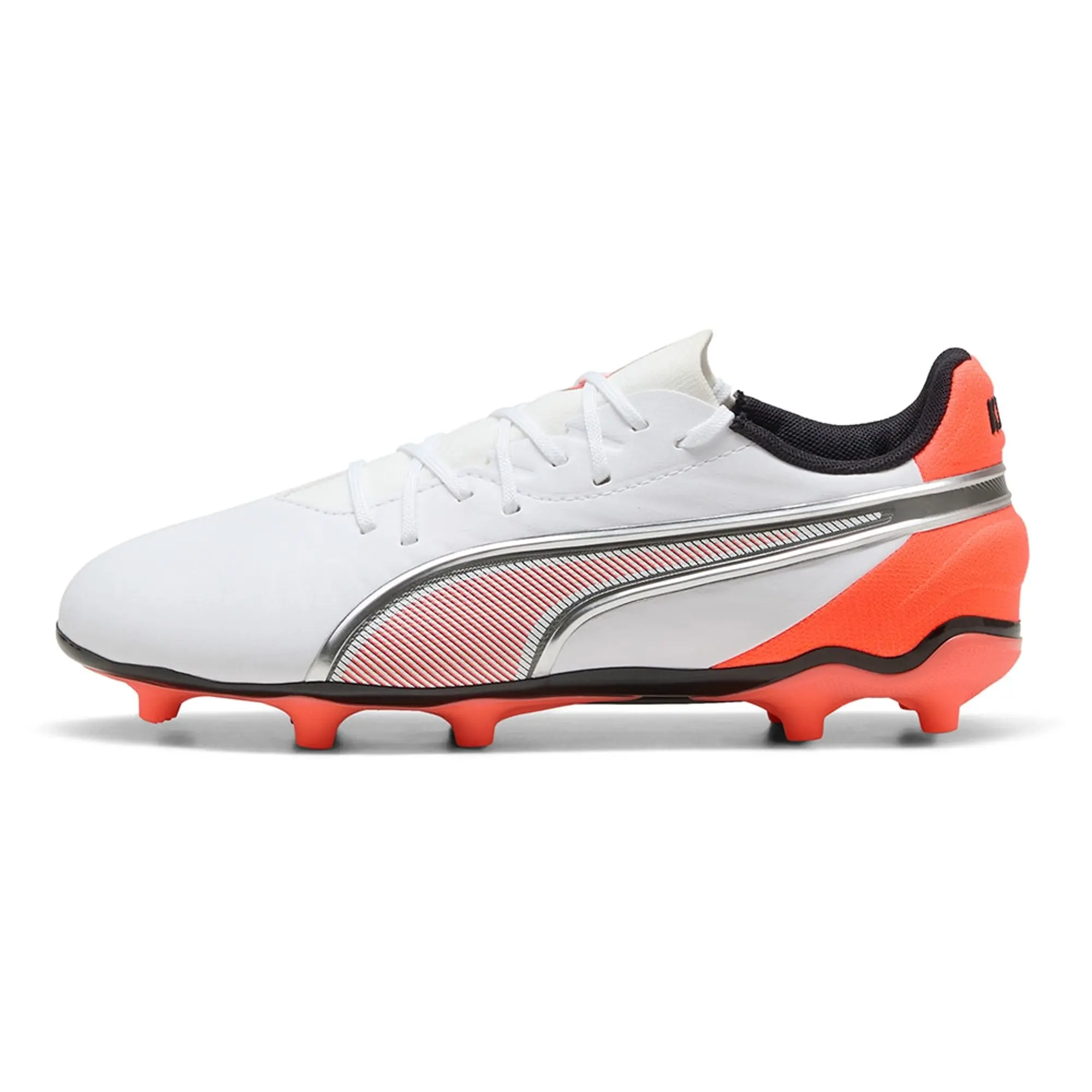 PUMA King Match FG/AG Football Boots Youth, White/Glowing Red/Black, size 1