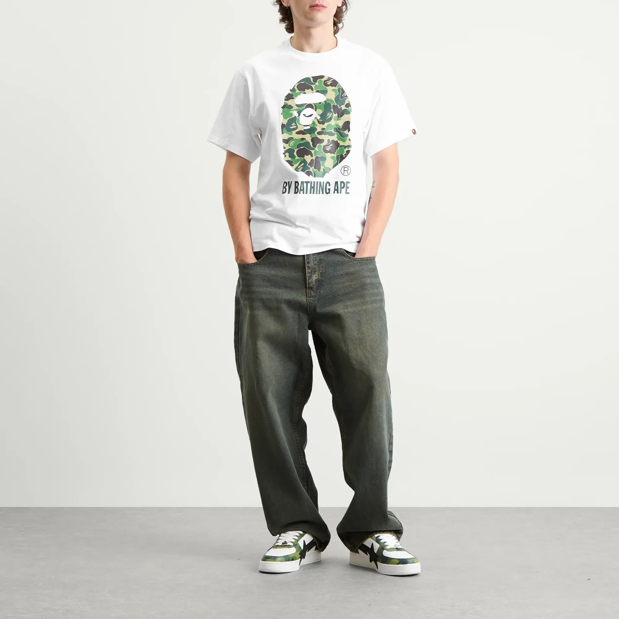 A Bathing Ape Men's Abc Camo By Bathing Ape Tee White X Green