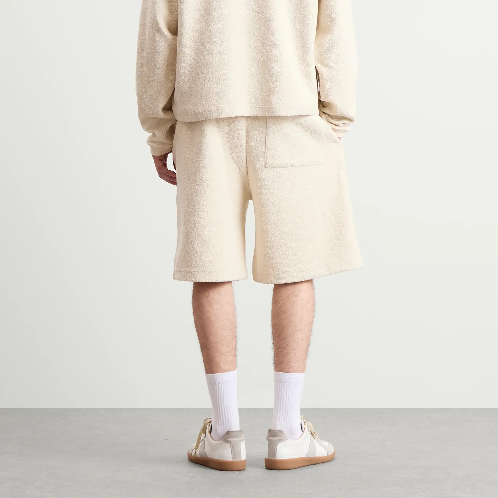 AMI Paris Men's Reversed Non Brushed Fleece Shorts Ivoire
