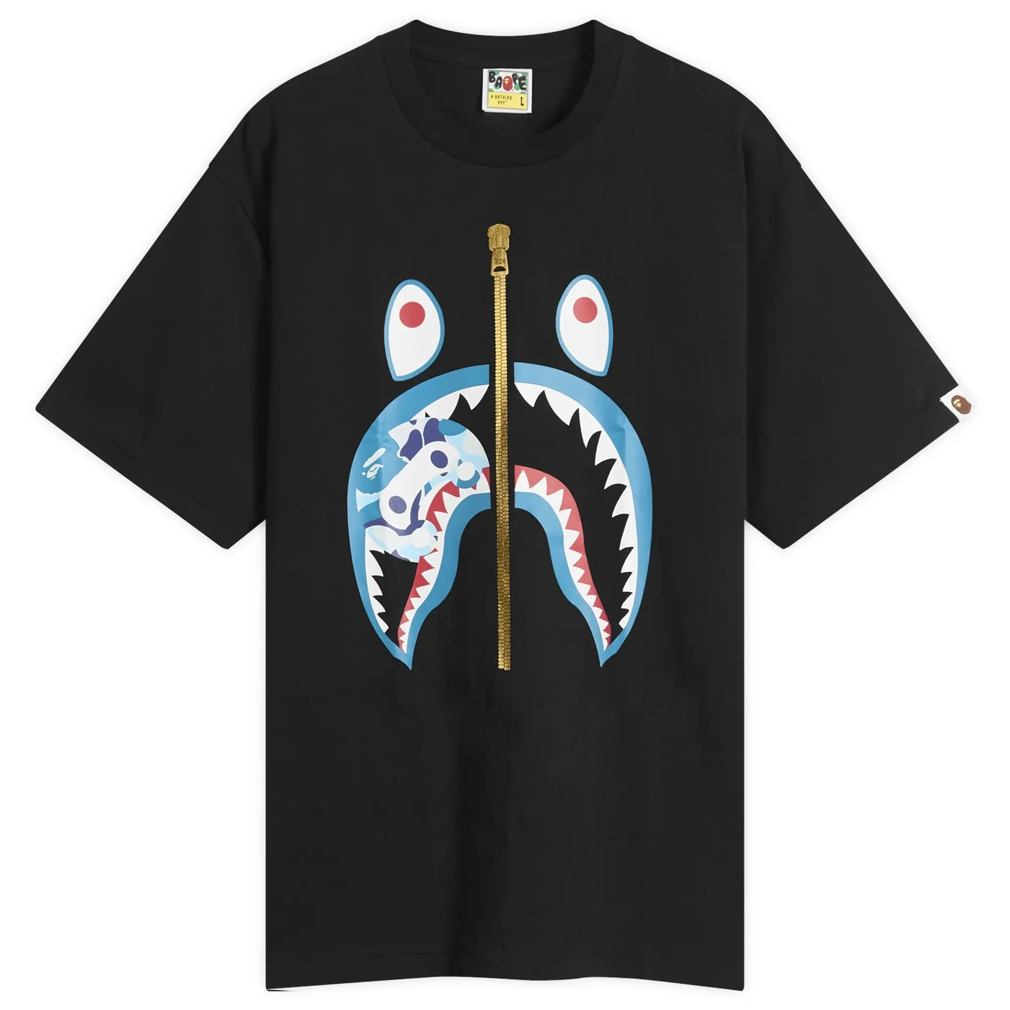 A Bathing Ape Men's Abc Camoilo Shark Tee Black X Blue