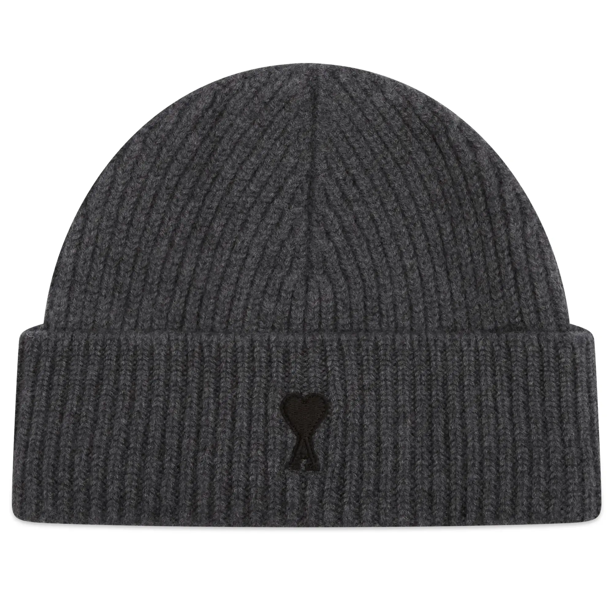 AMI Paris Men's Felted Merino Wool Knit Beanie Gris Chine/ Noir