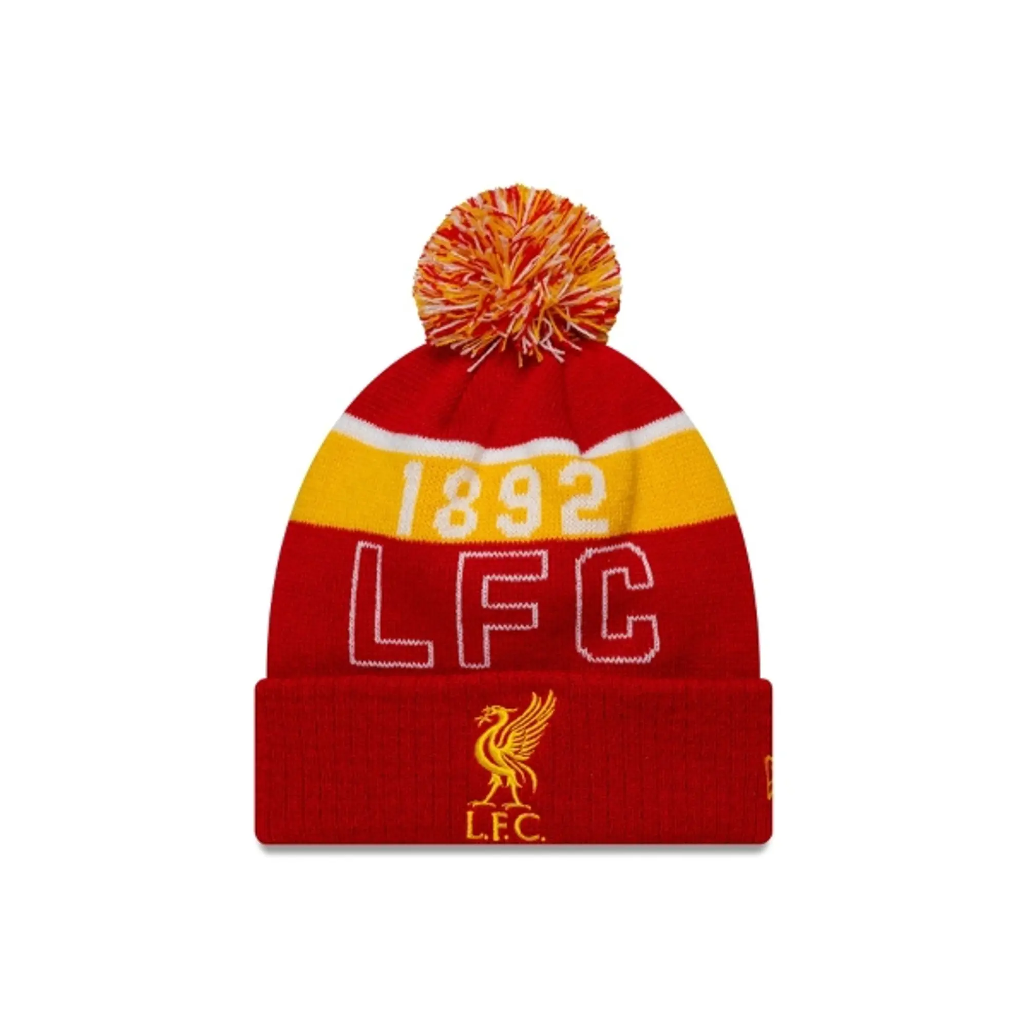 LFC New Era Kids SPORT CUFF 1892 POM POM Beanie Red & Yellow