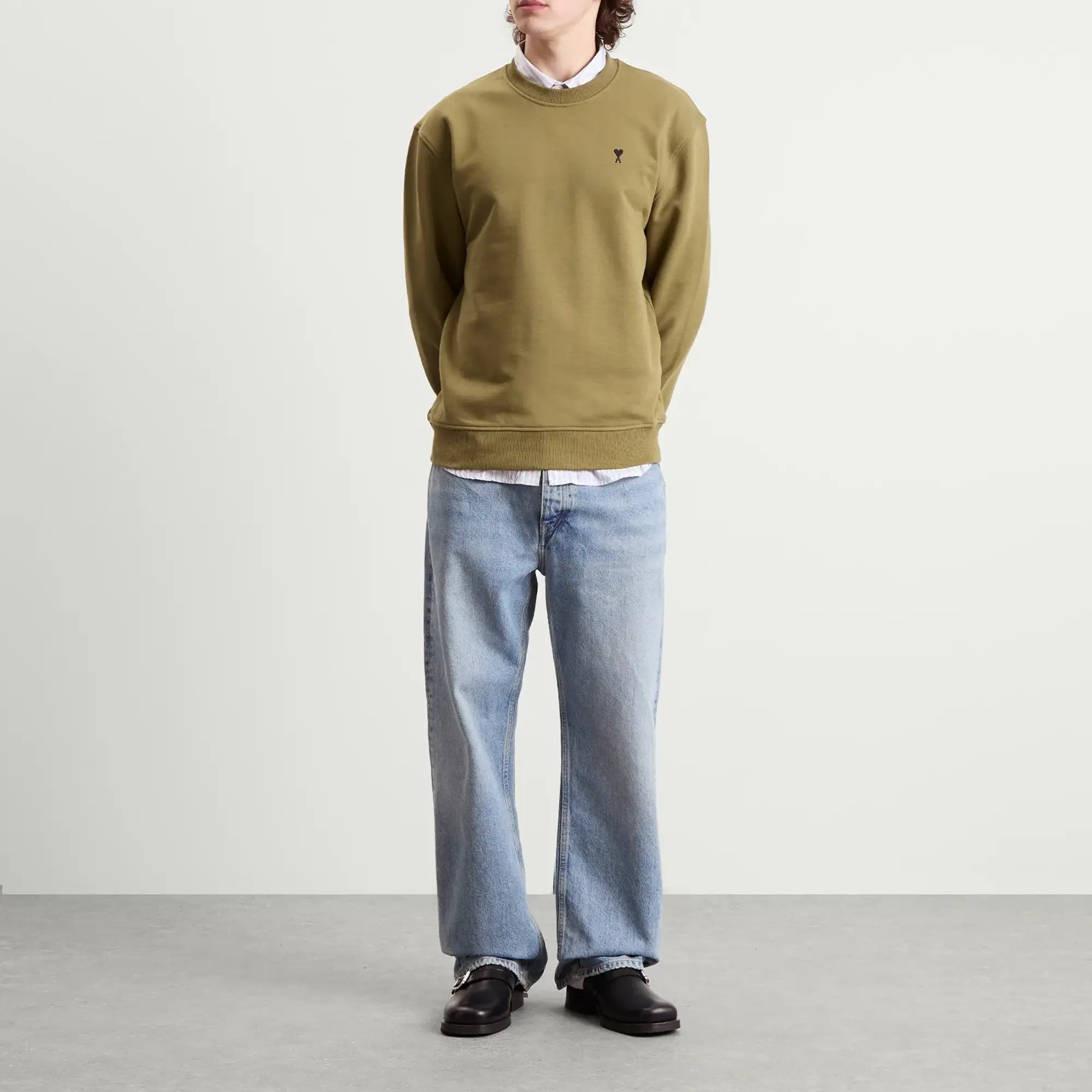 AMI Paris Men's Loopback Light Fleece ADC Sweatshirt Bronze
