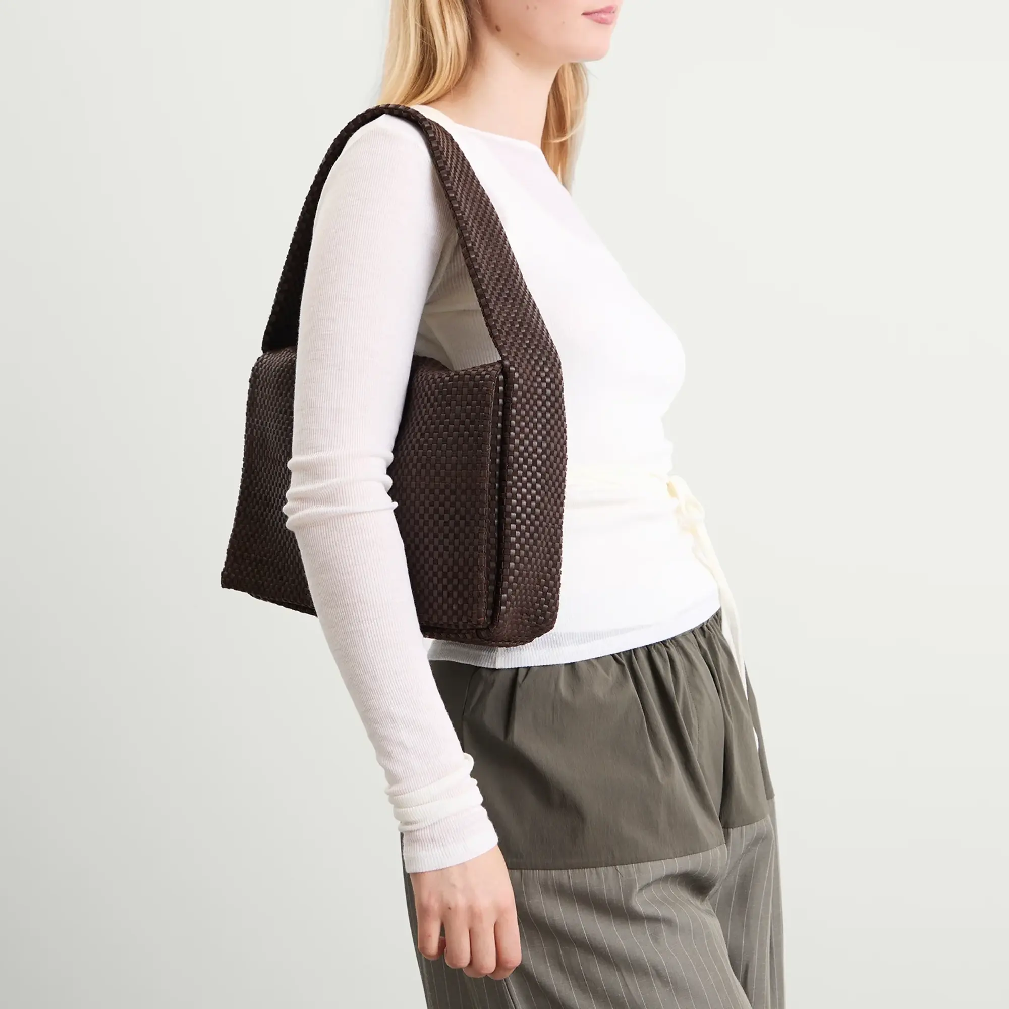 ST. Agni Women's Lattice Everyday Satchel Coffee