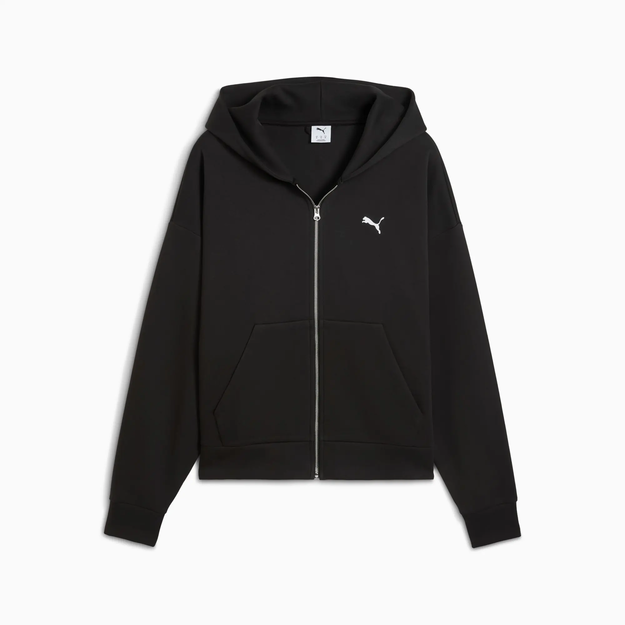PUMA Wardrobe Essentials Boxy Full-Zip Hoodie Men, Black, size Large