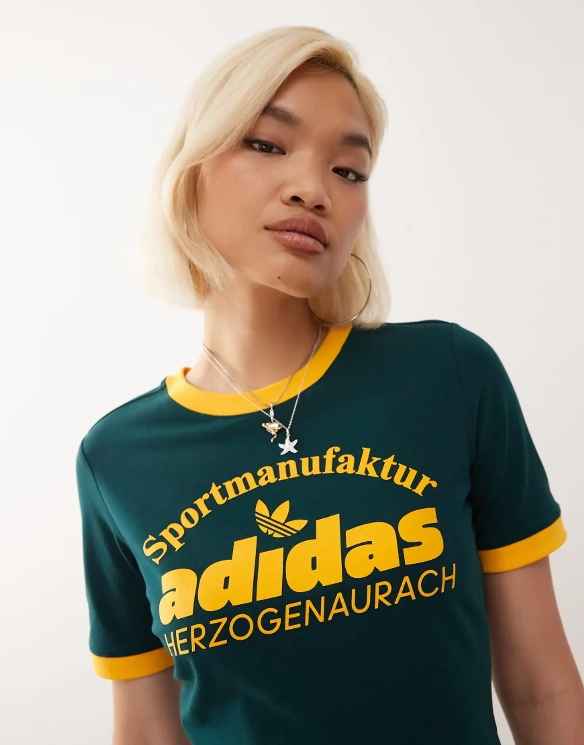 Adidas Originals Retro Logo T-Shirt In Green And Yellow