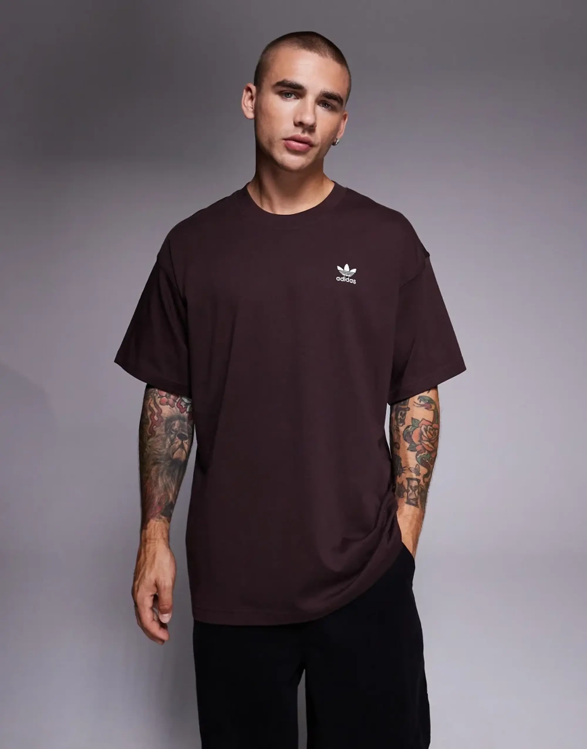 Adidas Originals Essentials Oversized T-Shirt In Brown