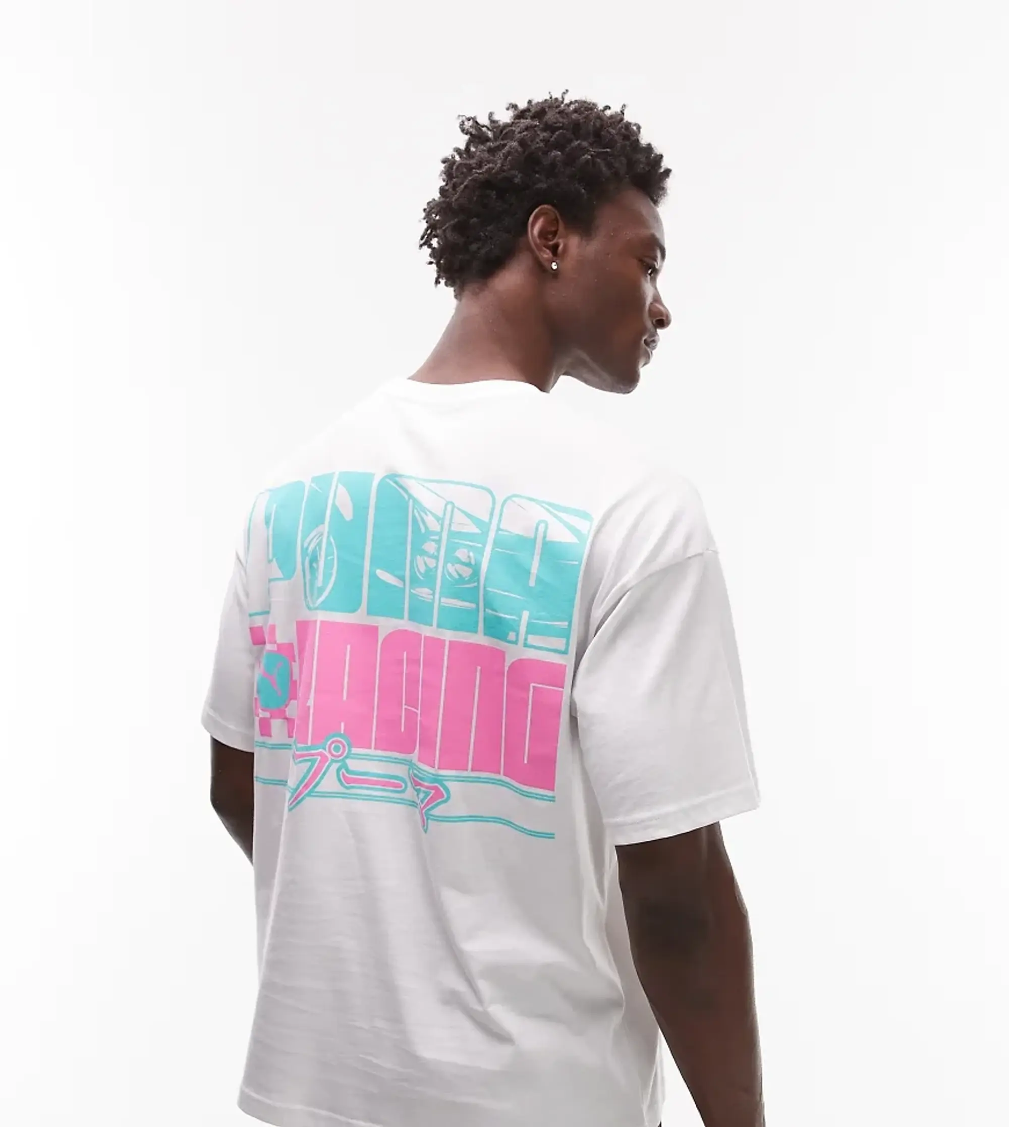 Puma Racing Back Print T-Shirt In White Exclusive At Asos