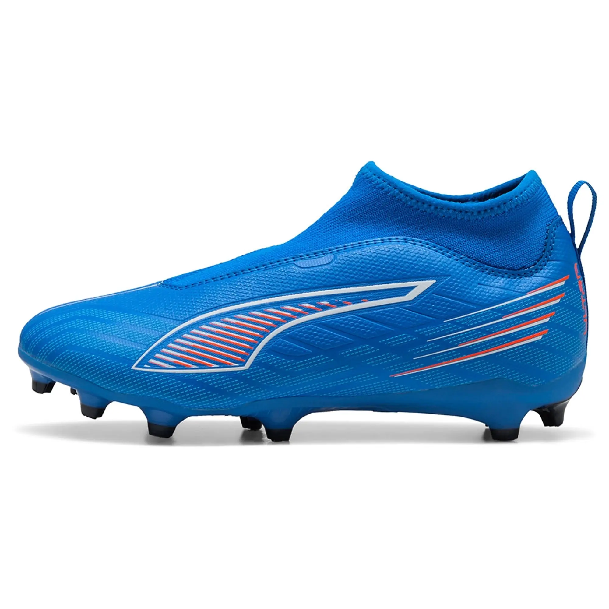 PUMA Ultra 6 Match+ FG/AG Laceless Football Boots Youth, Ultra Blue/White/Glowing Red, size 1