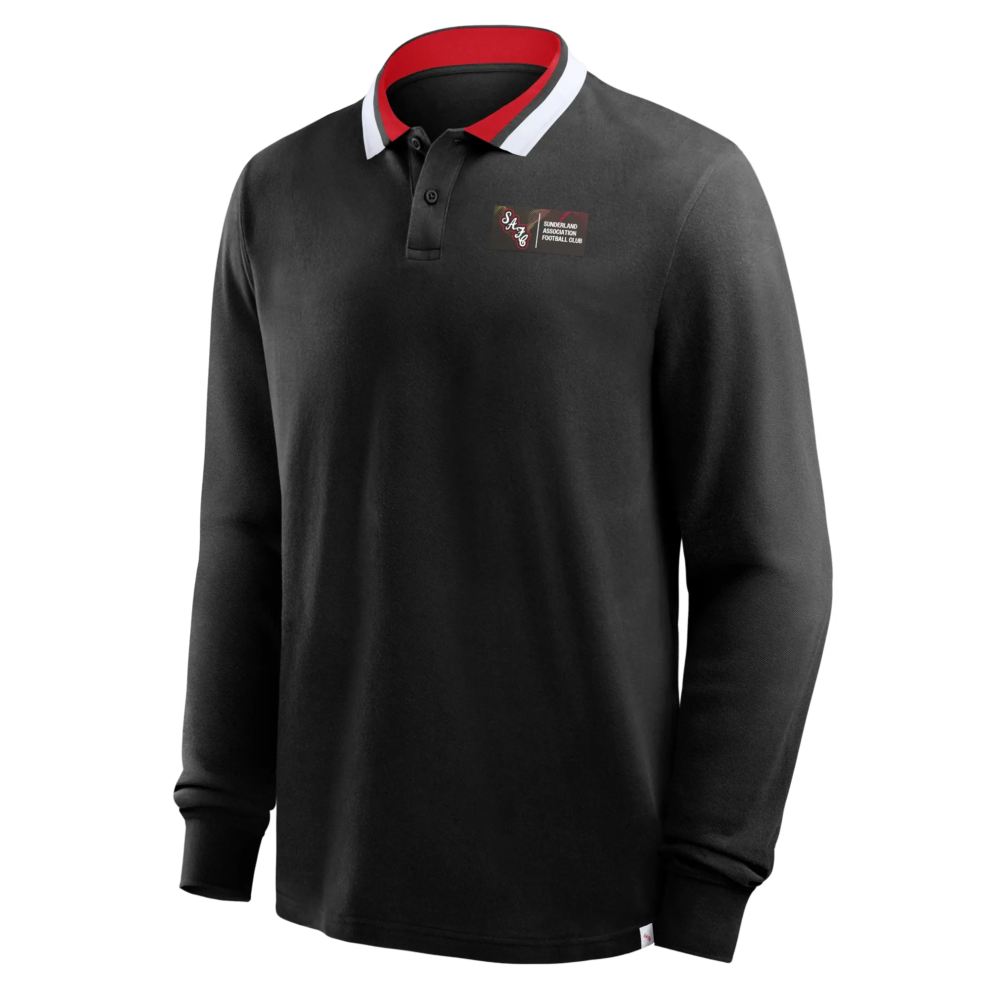 Sunderland Classic Long Sleeve Tipped Polo Shirt - Black - Mens