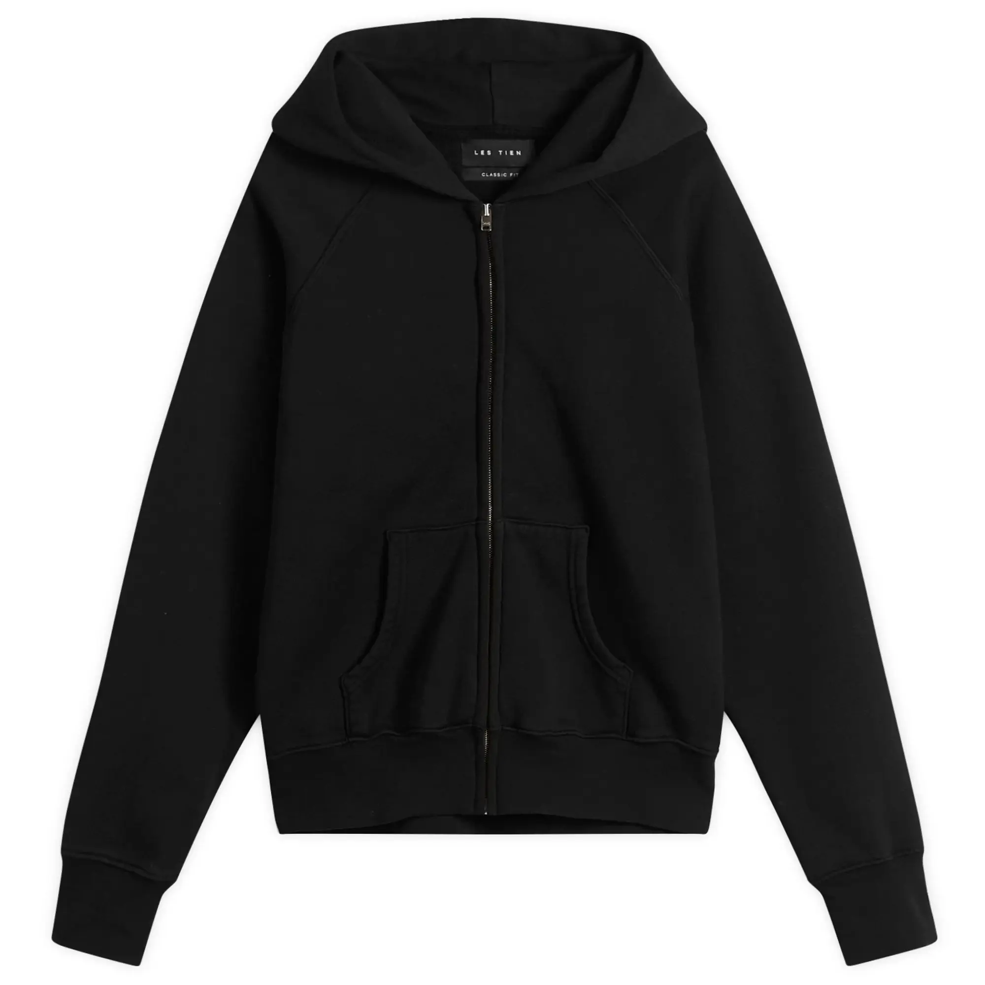 Les Tien Men's Heavyweight Raglan Zip Hoodie Jet Black