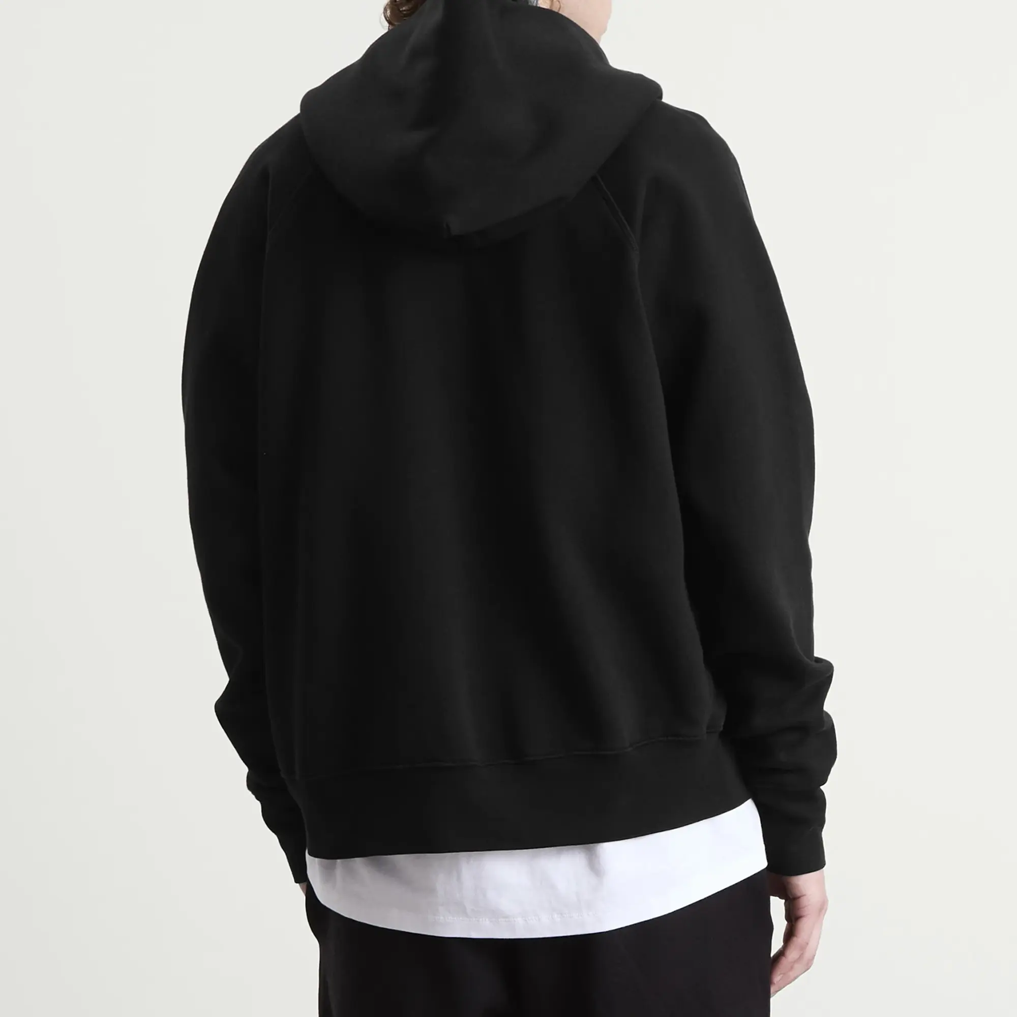 Les Tien Men's Heavyweight Raglan Zip Hoodie Jet Black