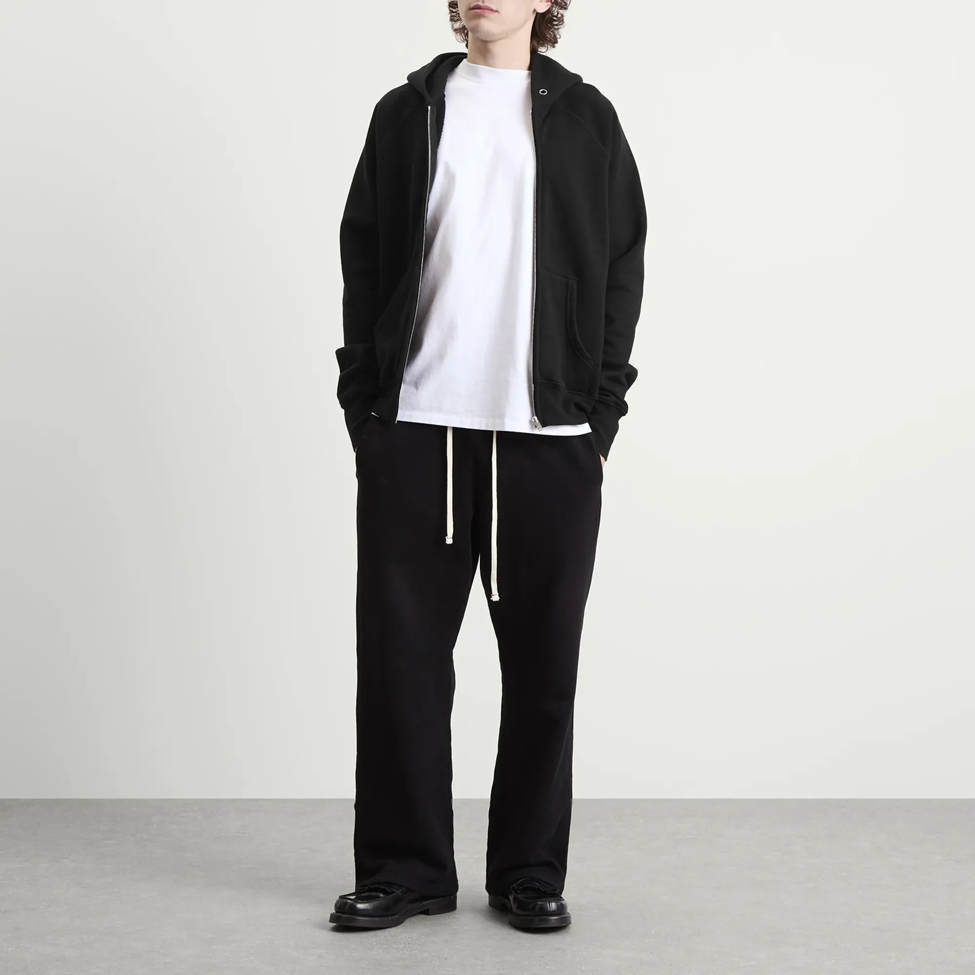 Les Tien Men's Heavyweight Raglan Zip Hoodie Jet Black