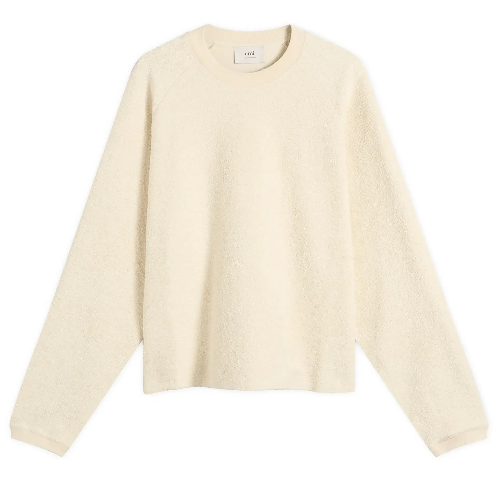 AMI Paris Men's Reversed Non Brushed Fleece Crewneck Sweatshirt Ivoire