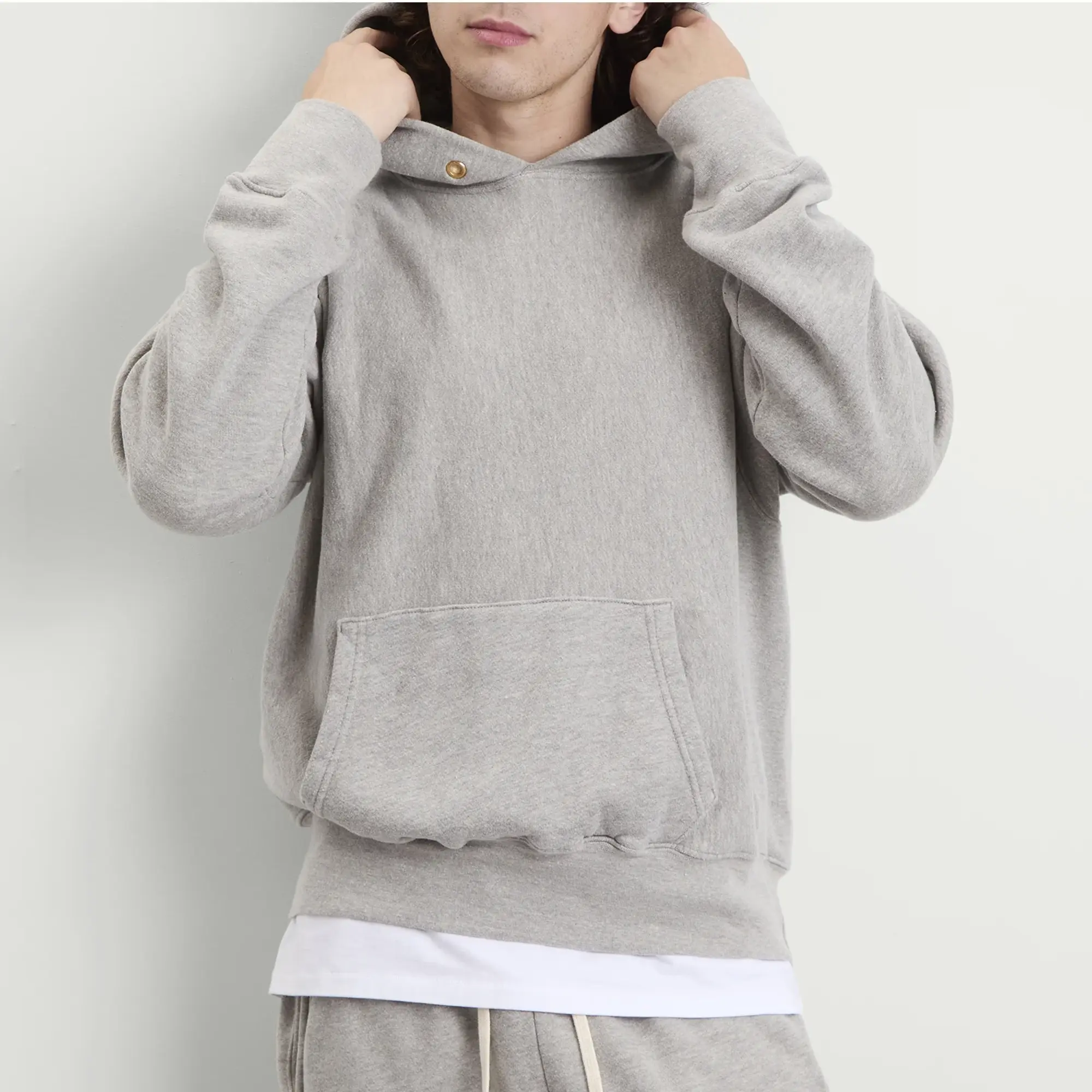 Les Tien Men's Heavyweight Hoodie Heather Grey