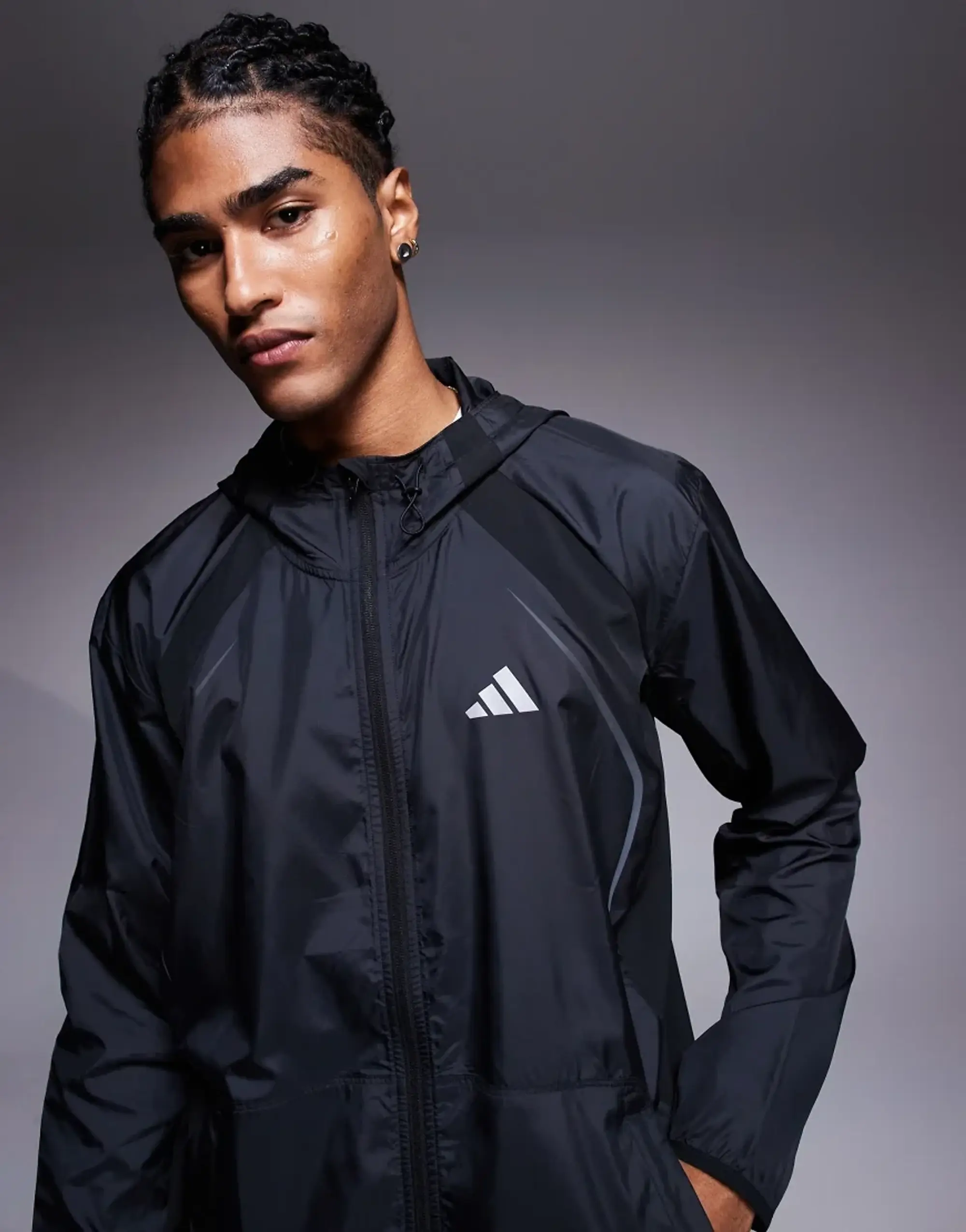 Adidas Training Tech Windbreaker Jacket In Black