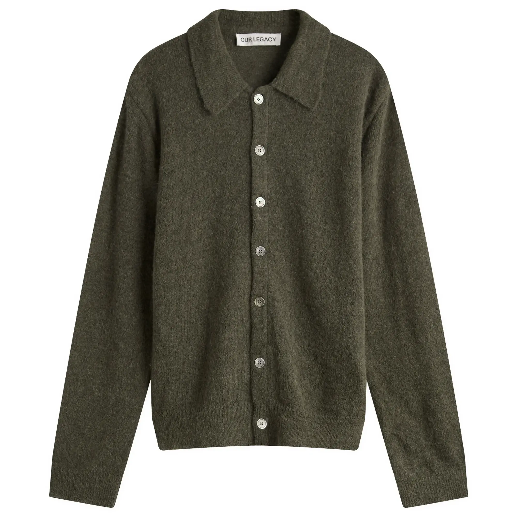 Our Legacy Men's Evening Polo Moss Green Fuzzy Alpaca