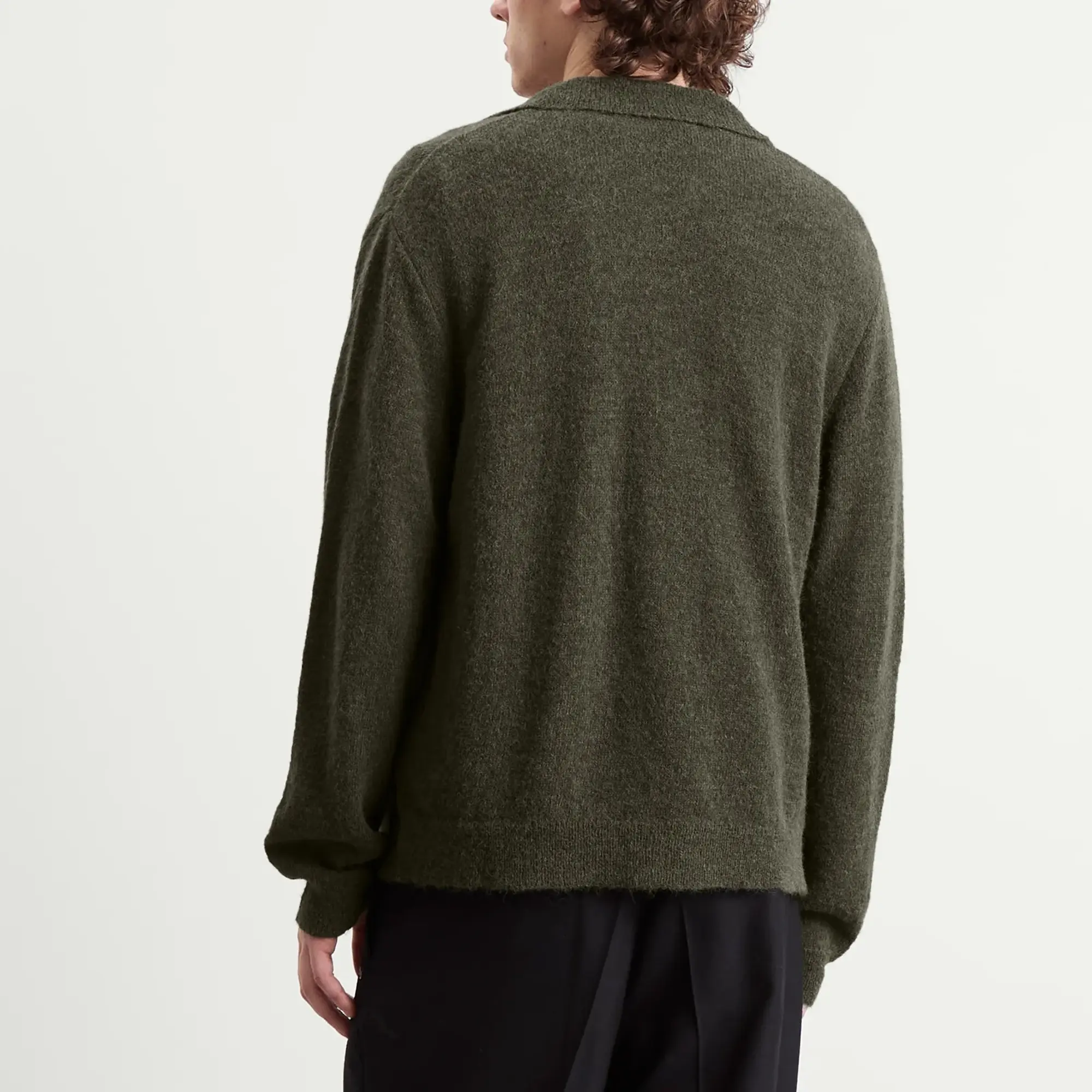 Our Legacy Men's Evening Polo Moss Green Fuzzy Alpaca